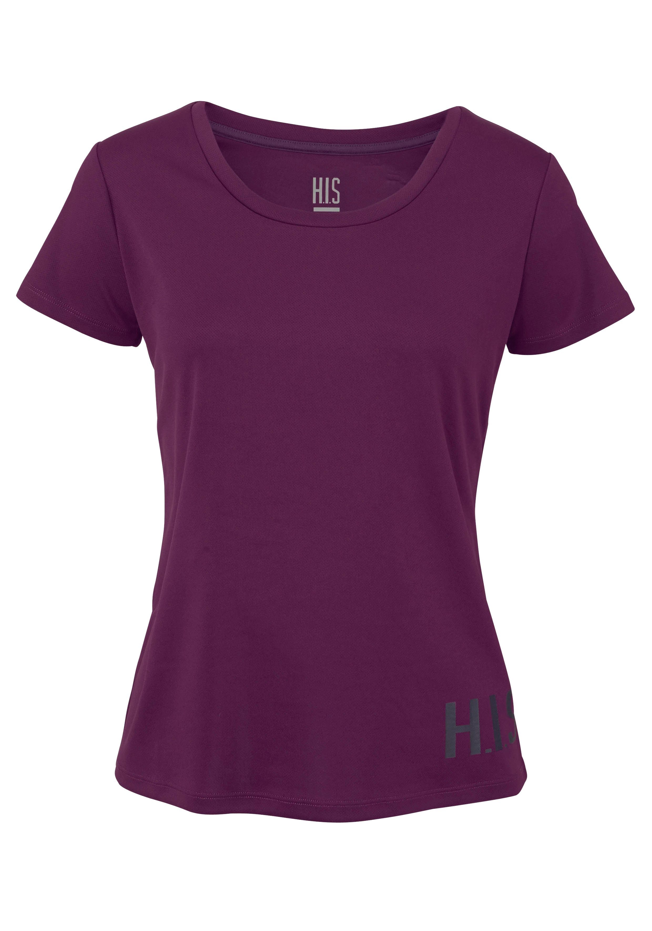 H.I.S Functioneel shirt figuuraccentuerende snit, sportieve look, met trendy logoprint (Set van 2)
