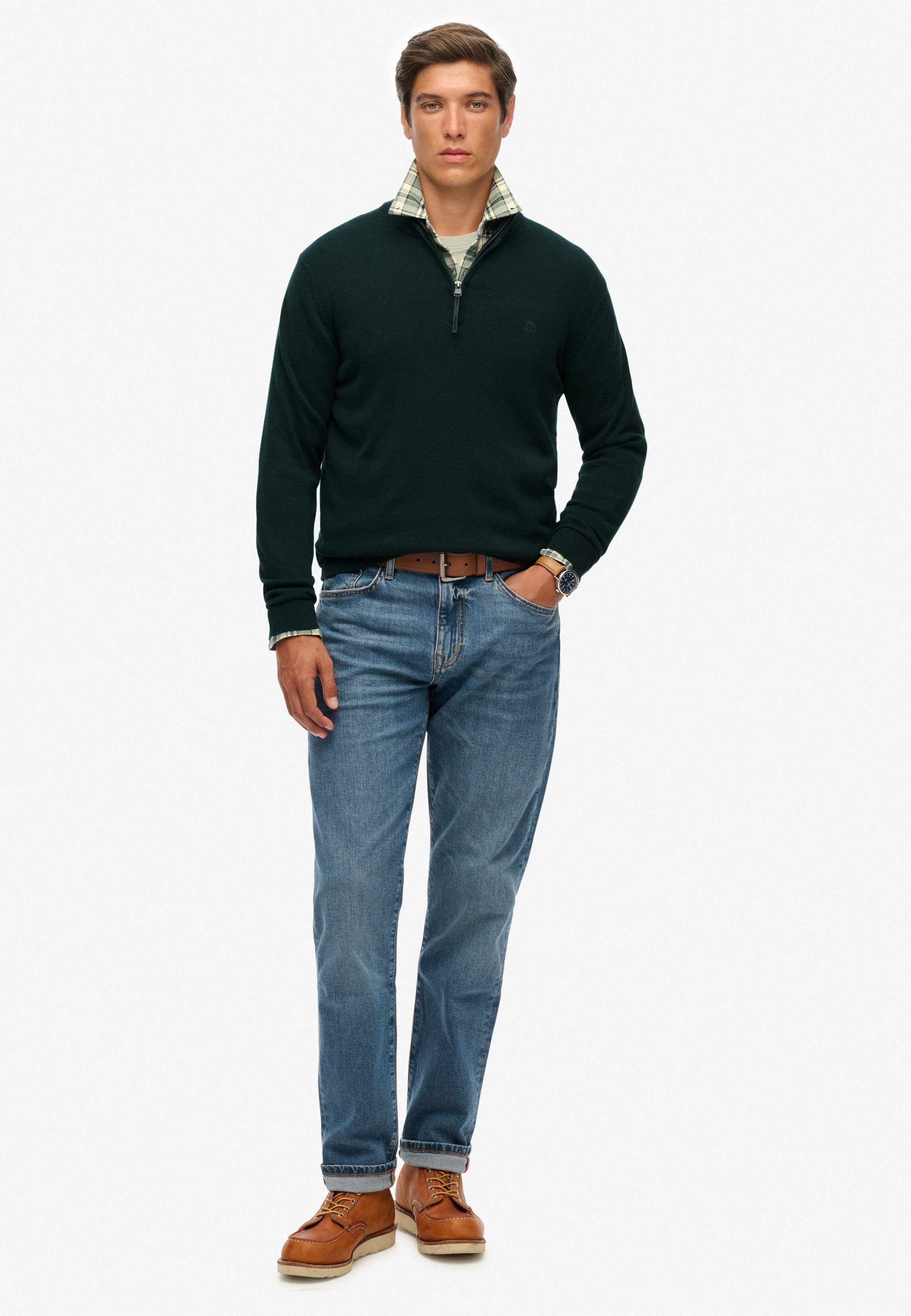 Superdry Gebreide trui ESSENTIALS COTTON HALF ZIP