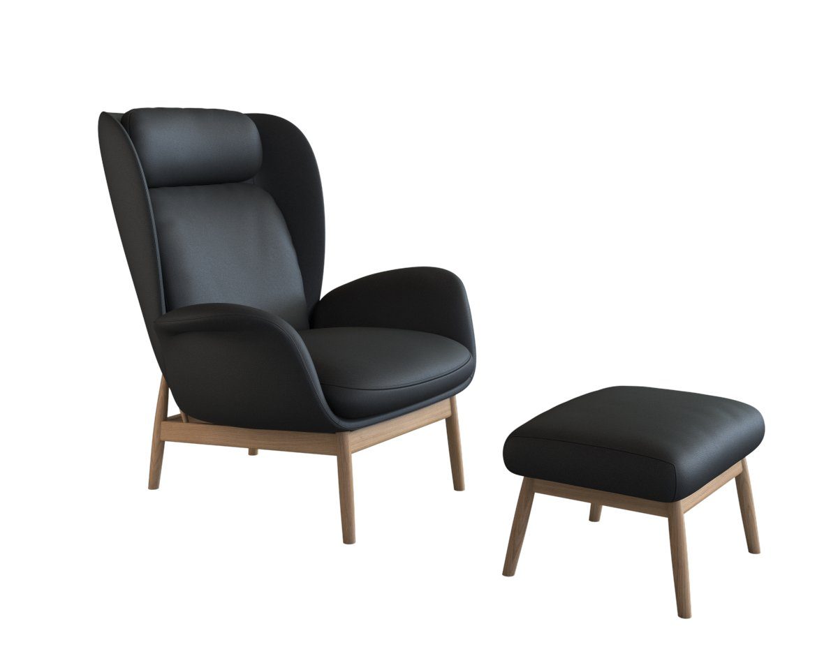 FLEXLUX Oorfauteuil Padova Stijl & comfort, organische vorm, geïntegreerde lendesteun, eikenhouten voet