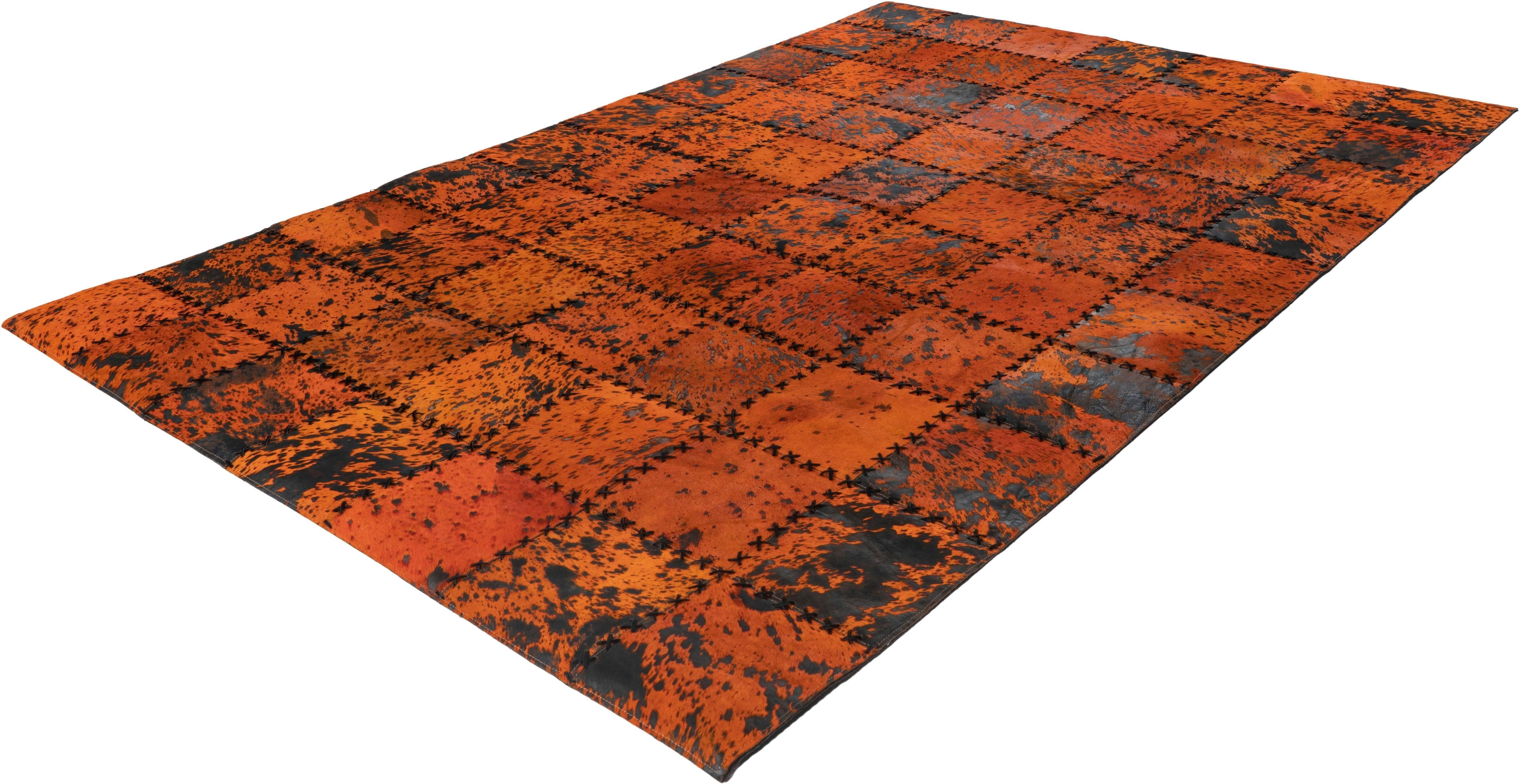 calo-deluxe Vachtvloerkleed Rankel 205 leren tapijt kleurige patchwork unieke stukken, echt rundsleder, woonkamer