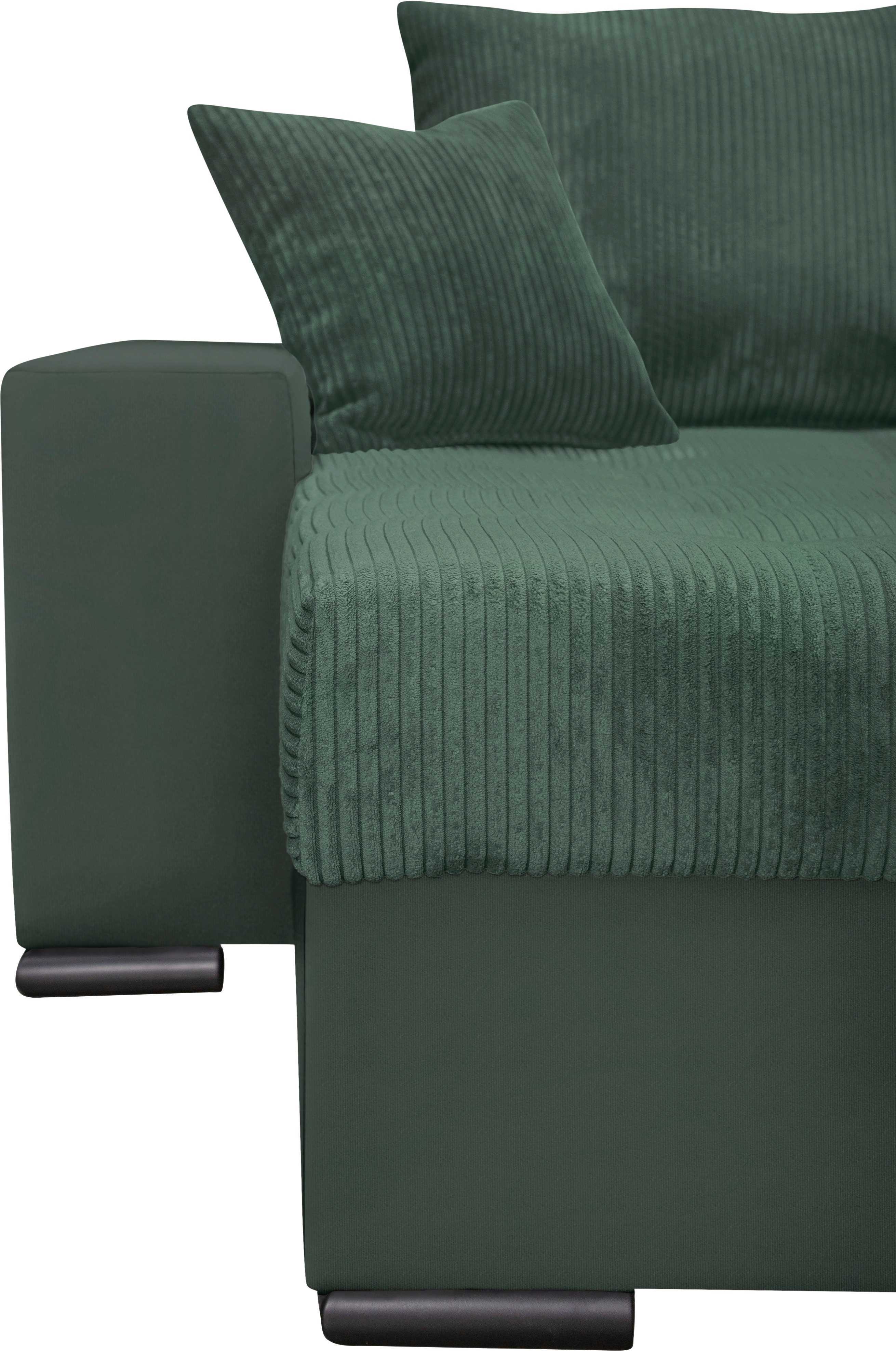 COLLECTION AB Zithoek XL-Josy U-vorm, breedte 313 cm, cord-/mix incl. bedfunctie, bedlade, met 4 gelijk grote rugkussens