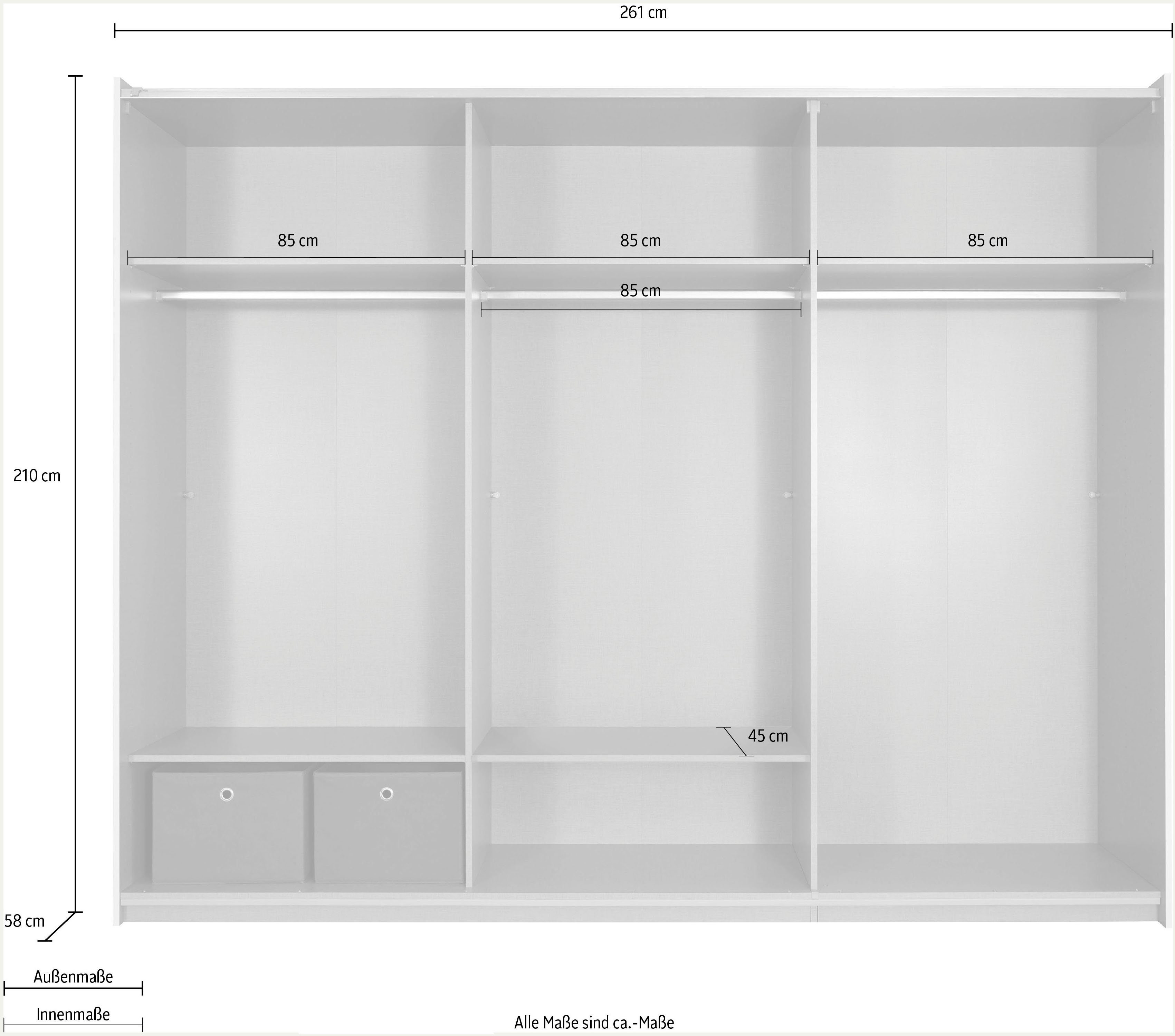 rauch Zweefdeurkast Kledingkast kast garderobe ASTANA met soepel lopende deuren inclusief 2 stoffen dozen en metalen grepen topseller made in germany