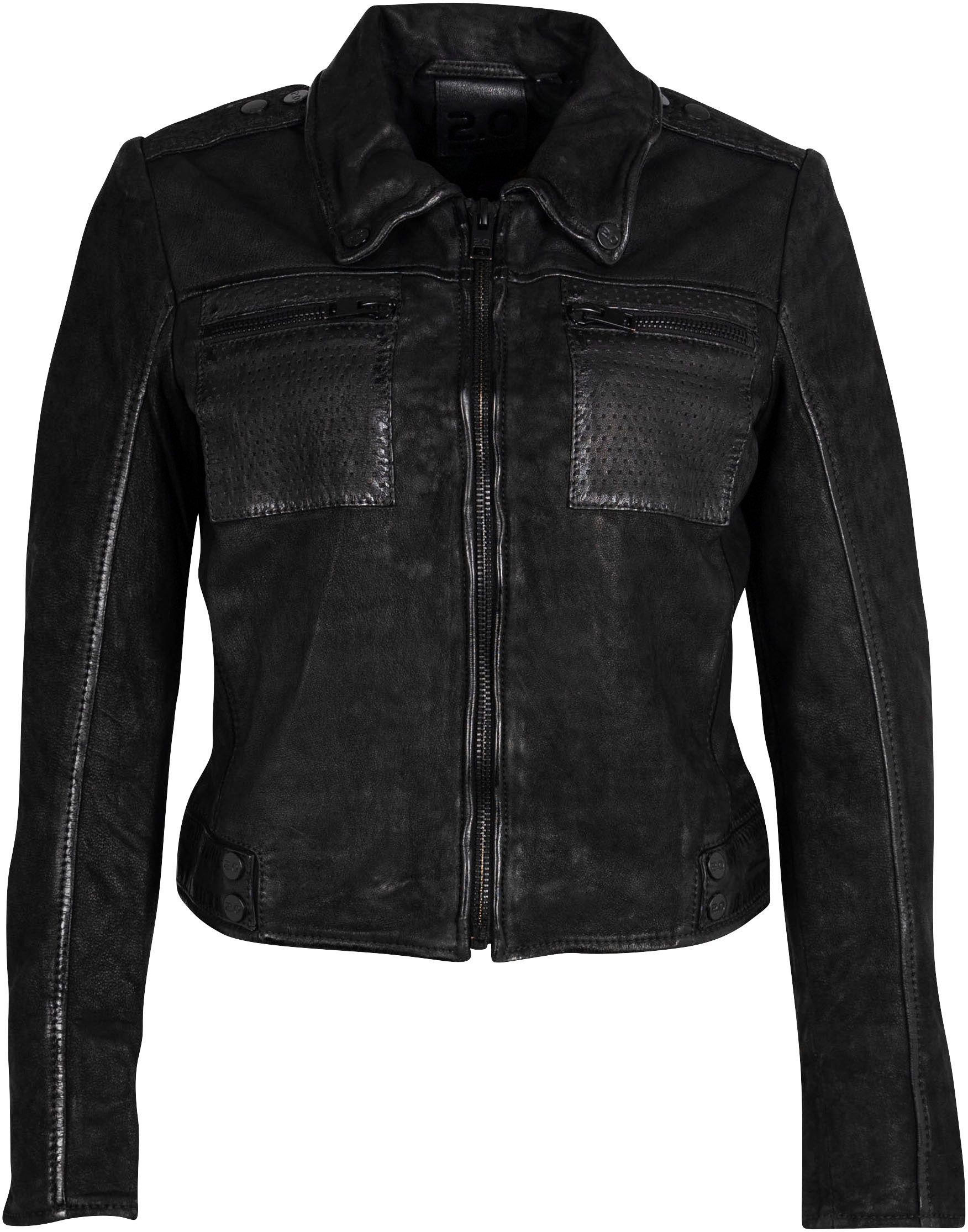 Mauritius Leren jack 2Wmarin STR met schouderflappen, met borstzakken, met studs