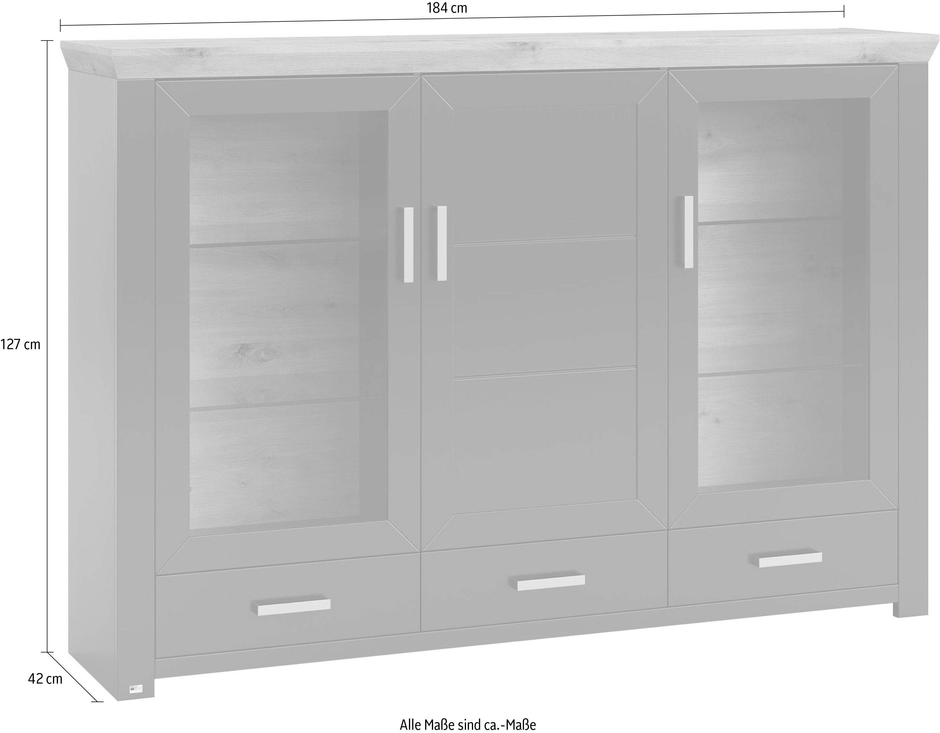 set one by Musterring Highboard York Type 57, met glazen deuren, veel opbergruimte, verlichting optioneel, B 184 cm