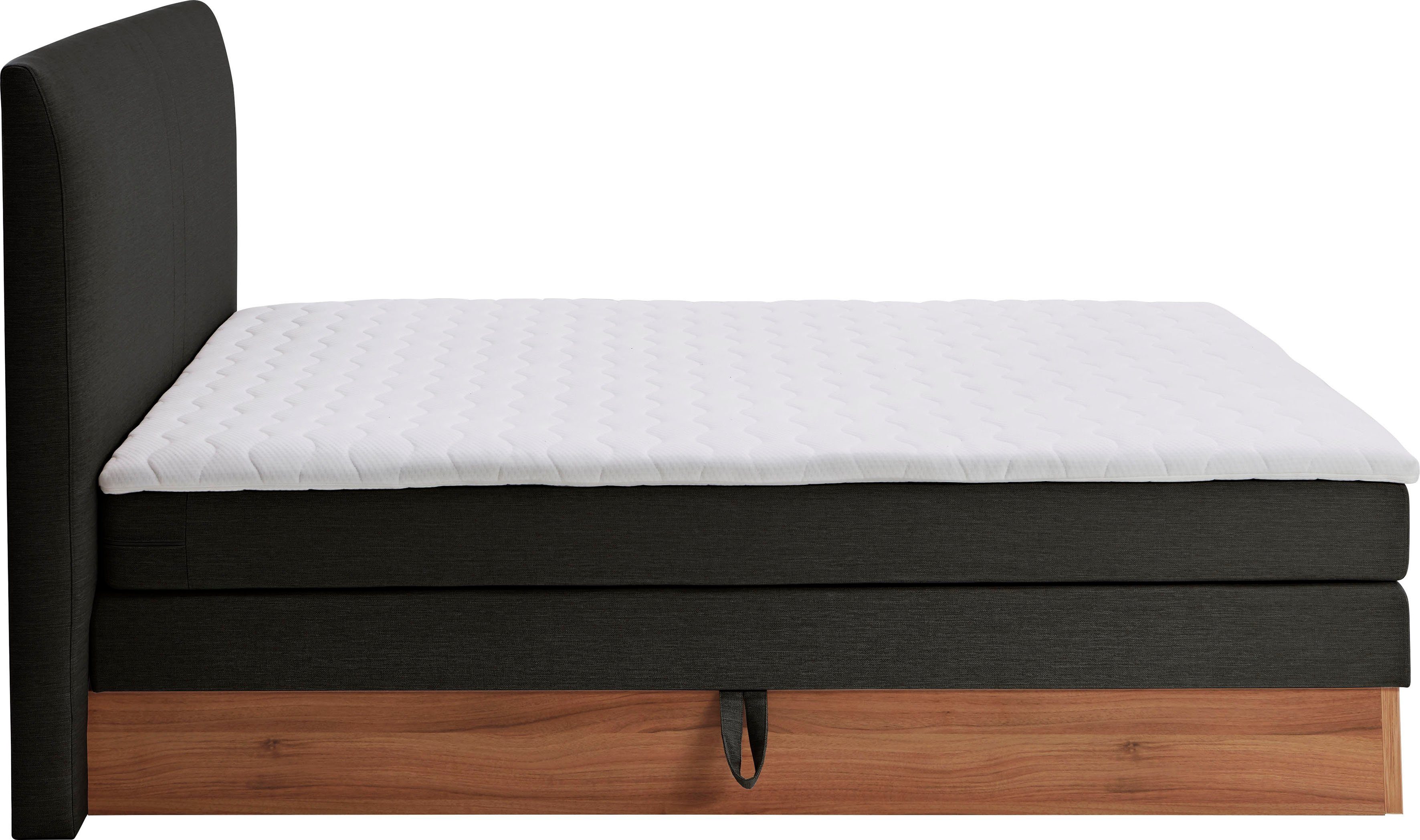Home affaire Boxspring Blomen met walnoot-decor, met bedkist, verschillende hardheden, met topmatras