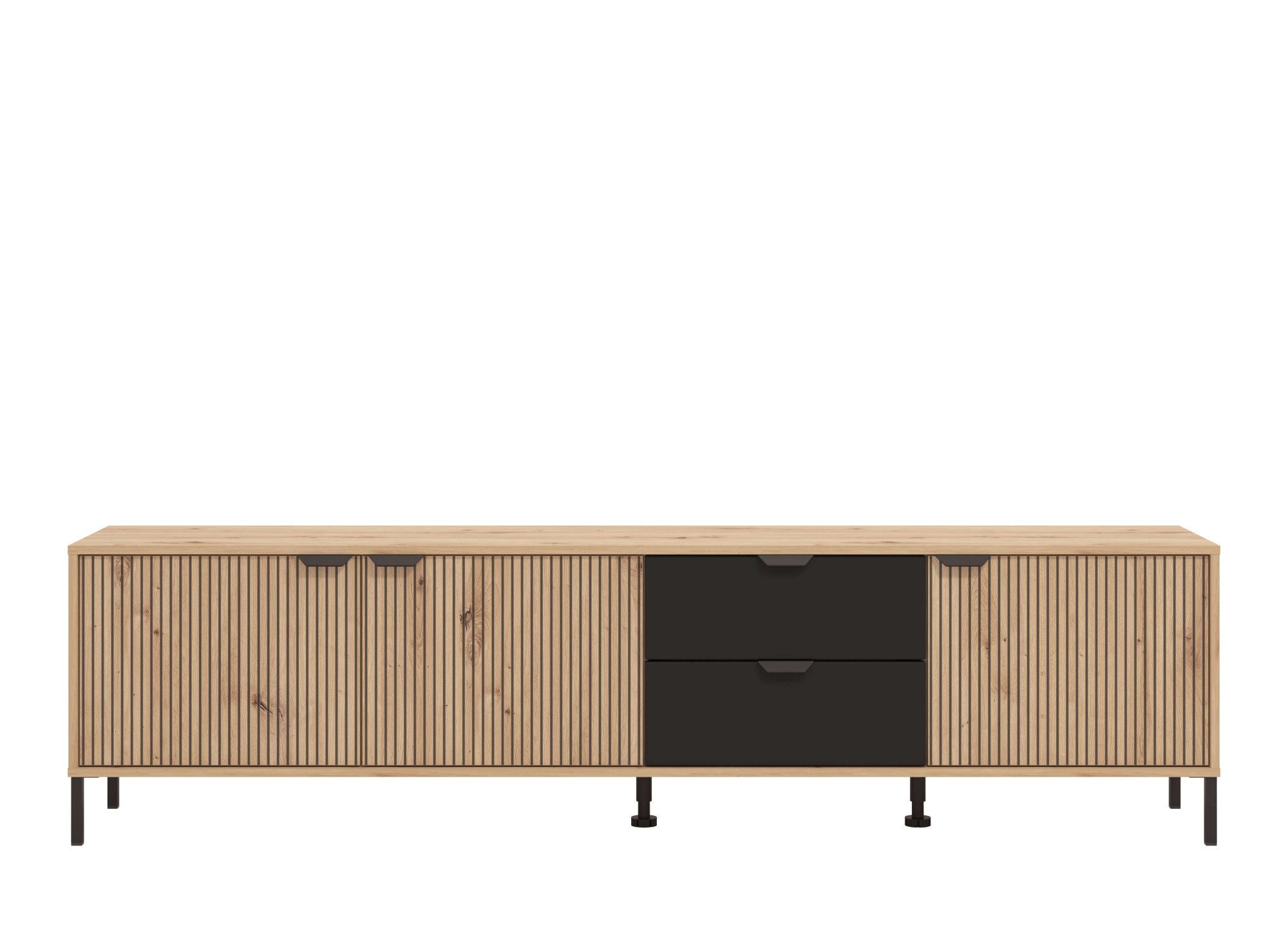 Home affaire Tv-meubel Mayenne TV-Lowboard, Breedte 208 cm Kast met 3 deuren in groeflook, 2 lades