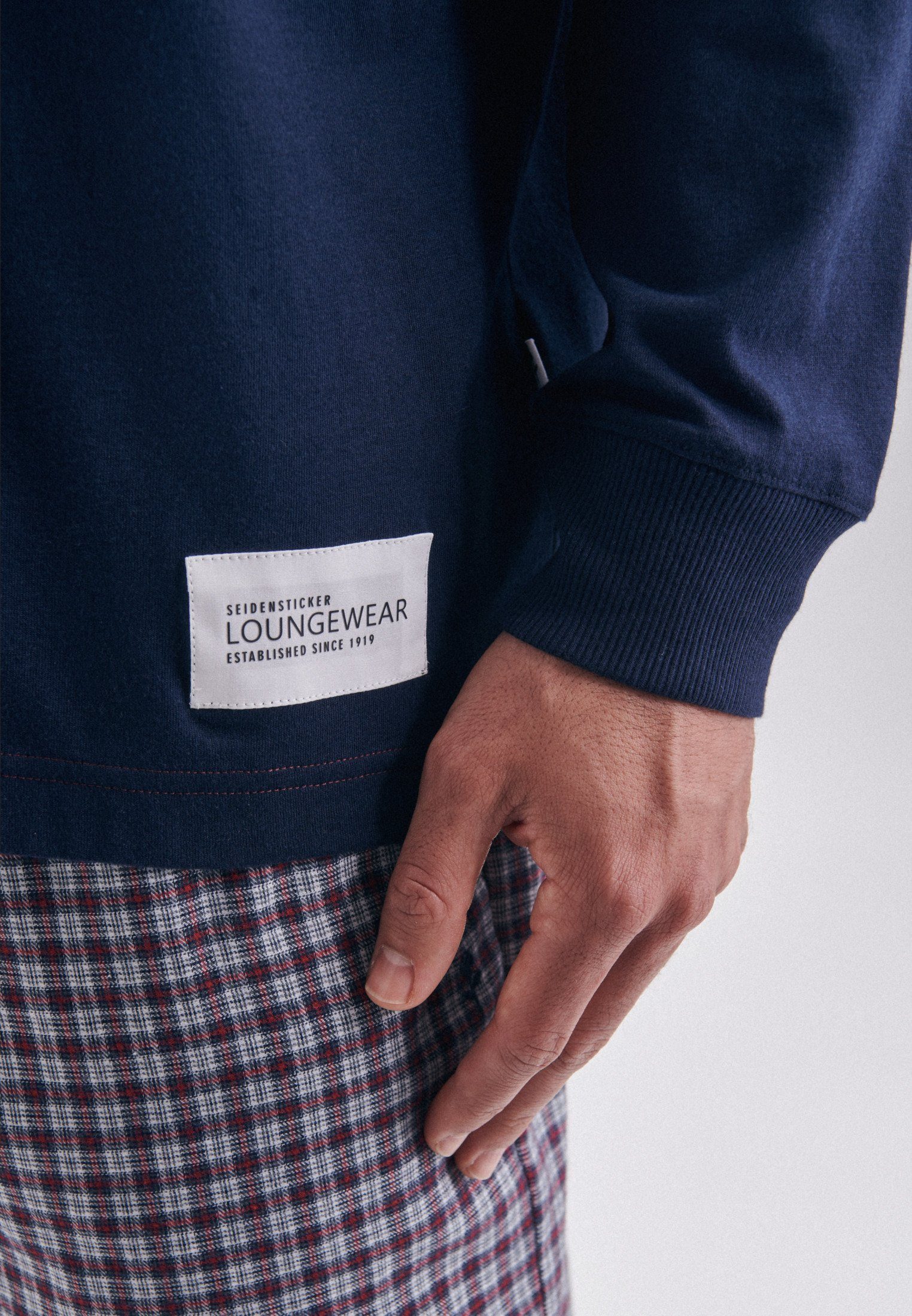 seidensticker Pyjama Zwarte roos Pyjama bovenstuk effen