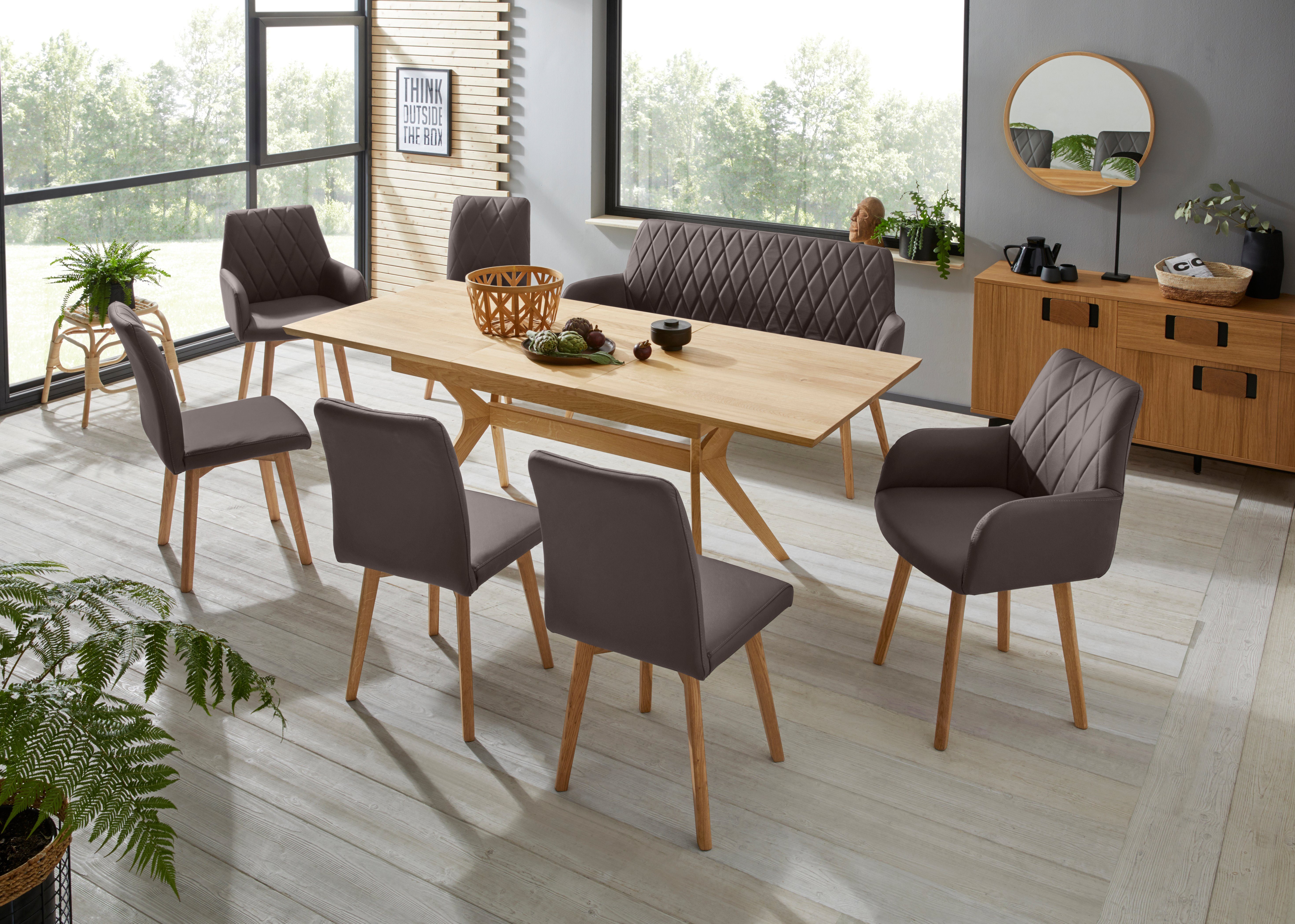 Home affaire Eetkamerstoel Brest Frame van eiken massief hout geolied (2 stuks)