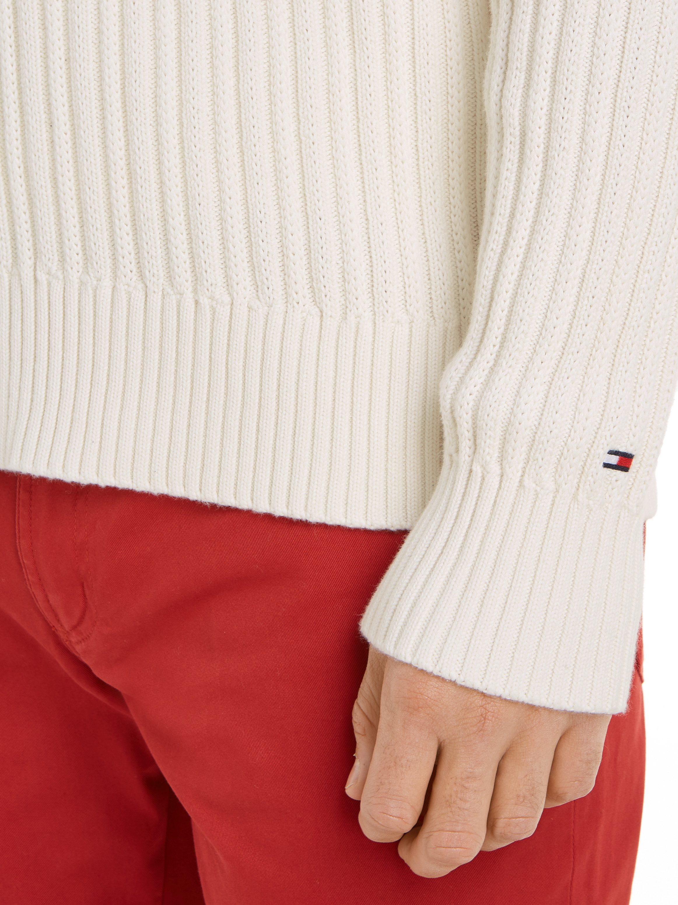 Tommy Hilfiger Trui met ronde hals GLOBAL STRIPE CHUNKY RIB C NK met opvallend color block-ontwerp