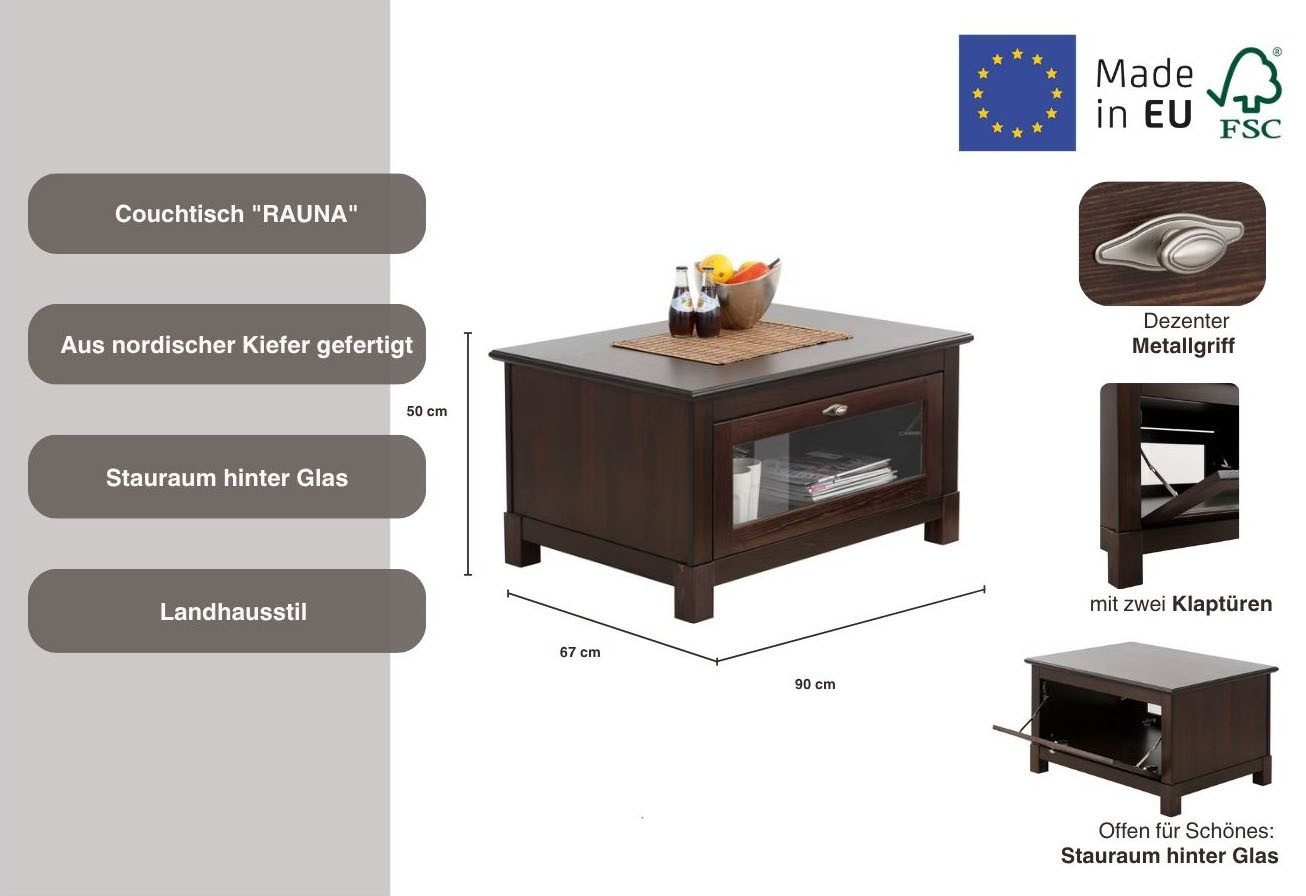 Home affaire Salontafel Rauna Breedte 90 cm.