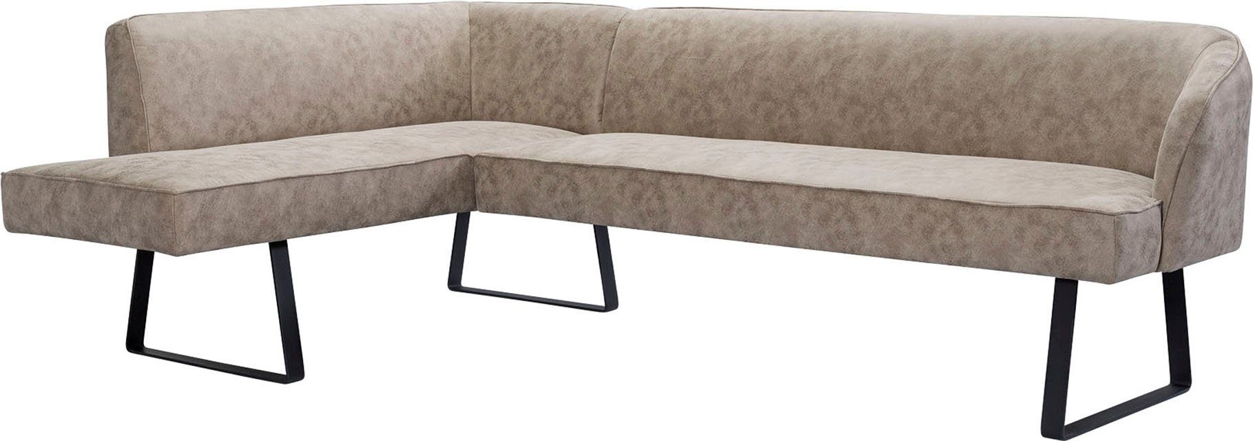exxpo - sofa fashion Hoekbank Americano met opstaande naad en metalen poten, bekleding in verschillende kwaliteiten