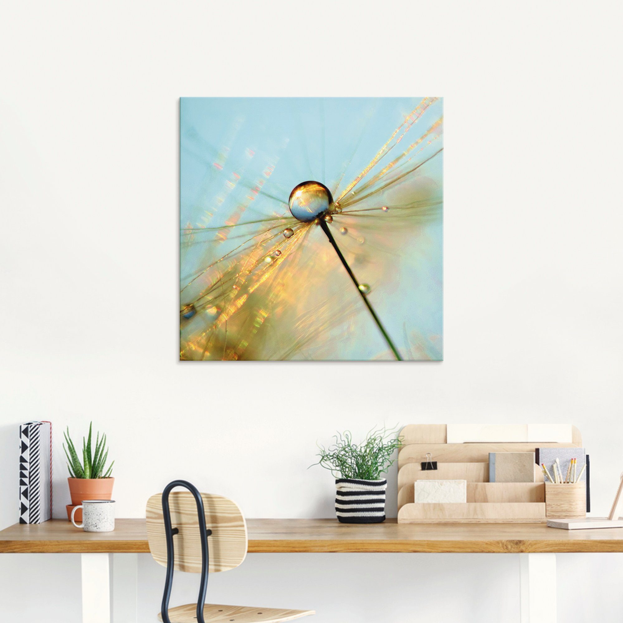 Artland Print op glas Paardebloem dauwdruppels II