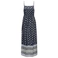 vivance maxi-jurk met print op de boorden en elastiek in de taille, zomerjurk, strandjurk blauw