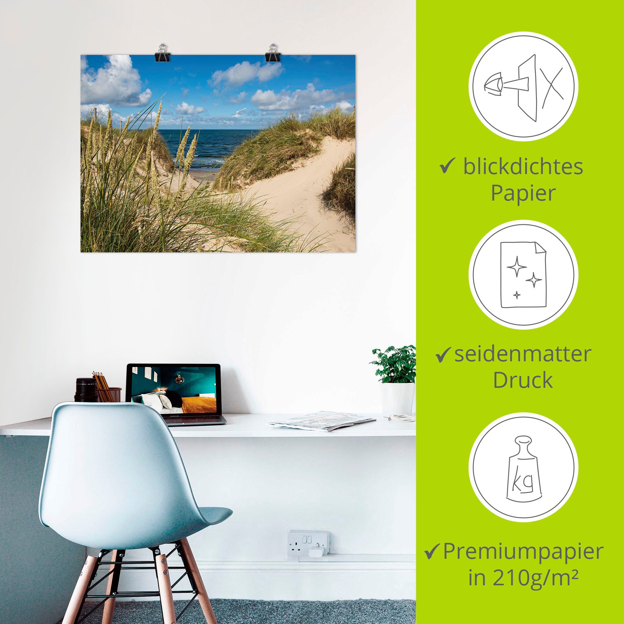 Artland Poster Strand bij Vesterhav als artprint van aluminium, artprint op linnen, muursticker of poster in verschillende maten