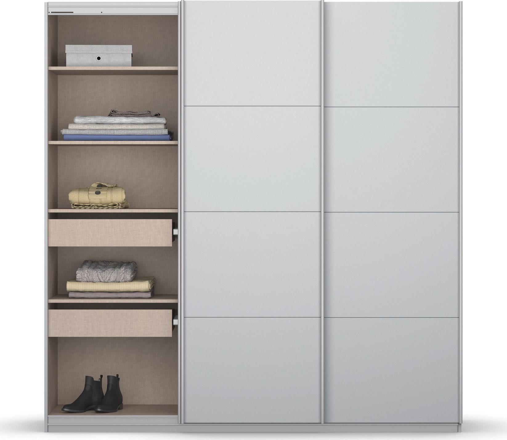 rauch Zweefdeurkast Kledingkast kast garderobe KOLUNA met decor-front inclusief 2 binnenladen en extra legplanken made in germany