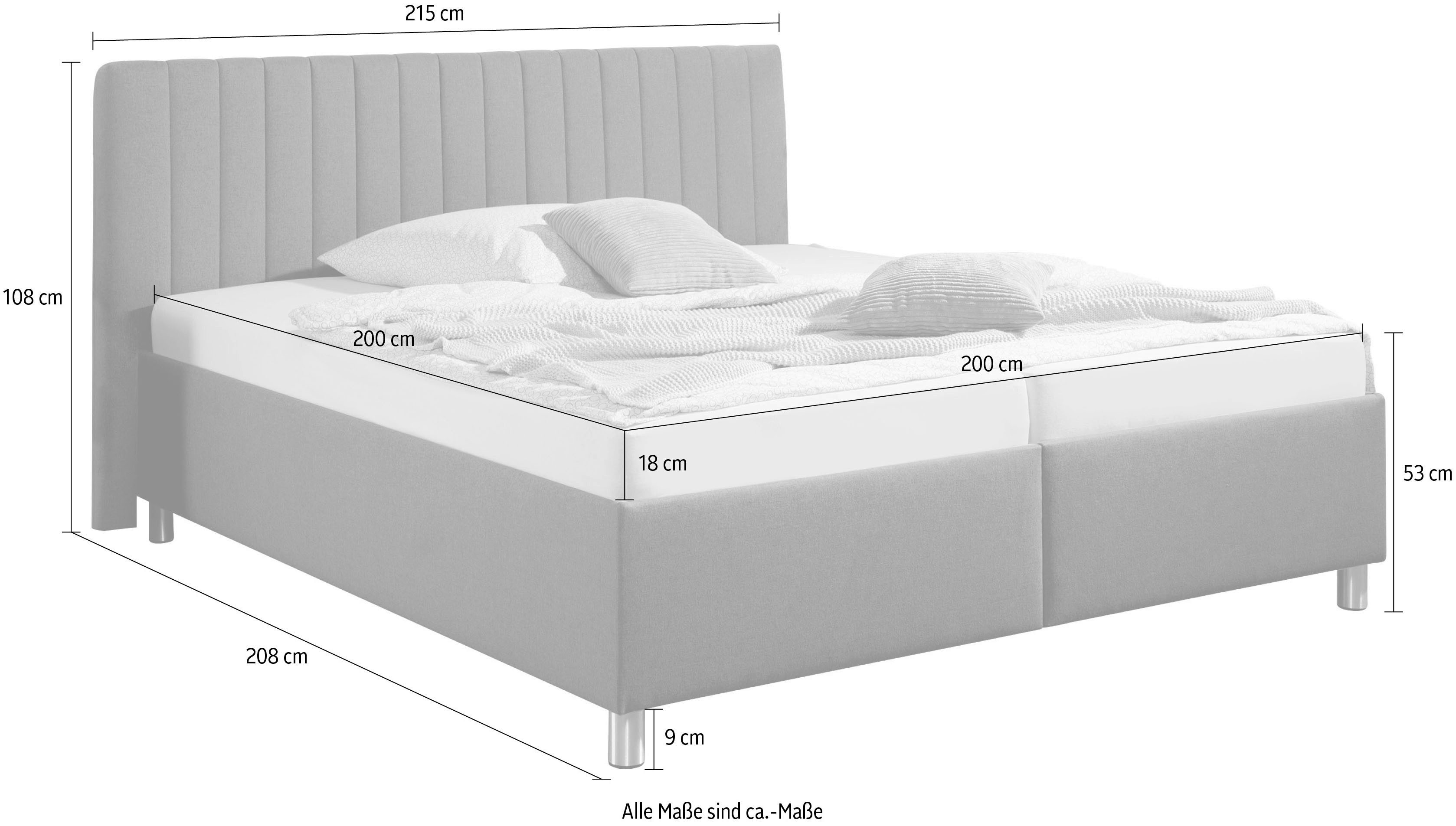 Maintal Gestoffeerd bed Kieferwald met bedlade, optioneel met bonnell- of pocketveringmatras
