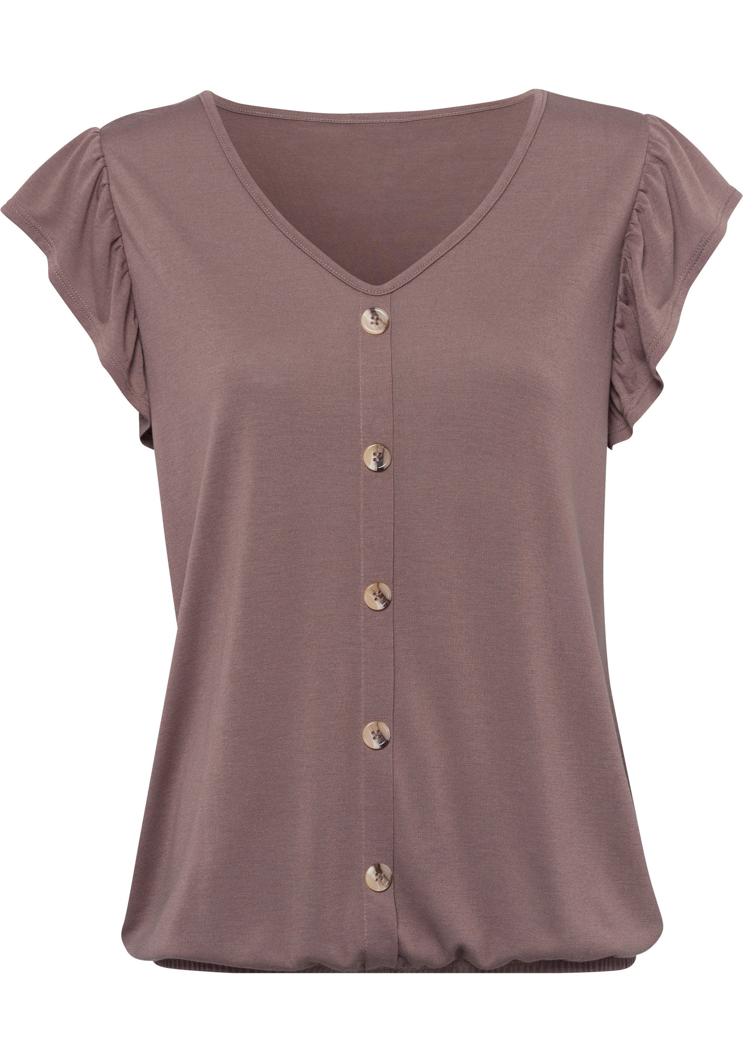 Lascana Shirt met korte mouwen Met decoratieve knopenlijst en vleugel mouwen (Set van 2)