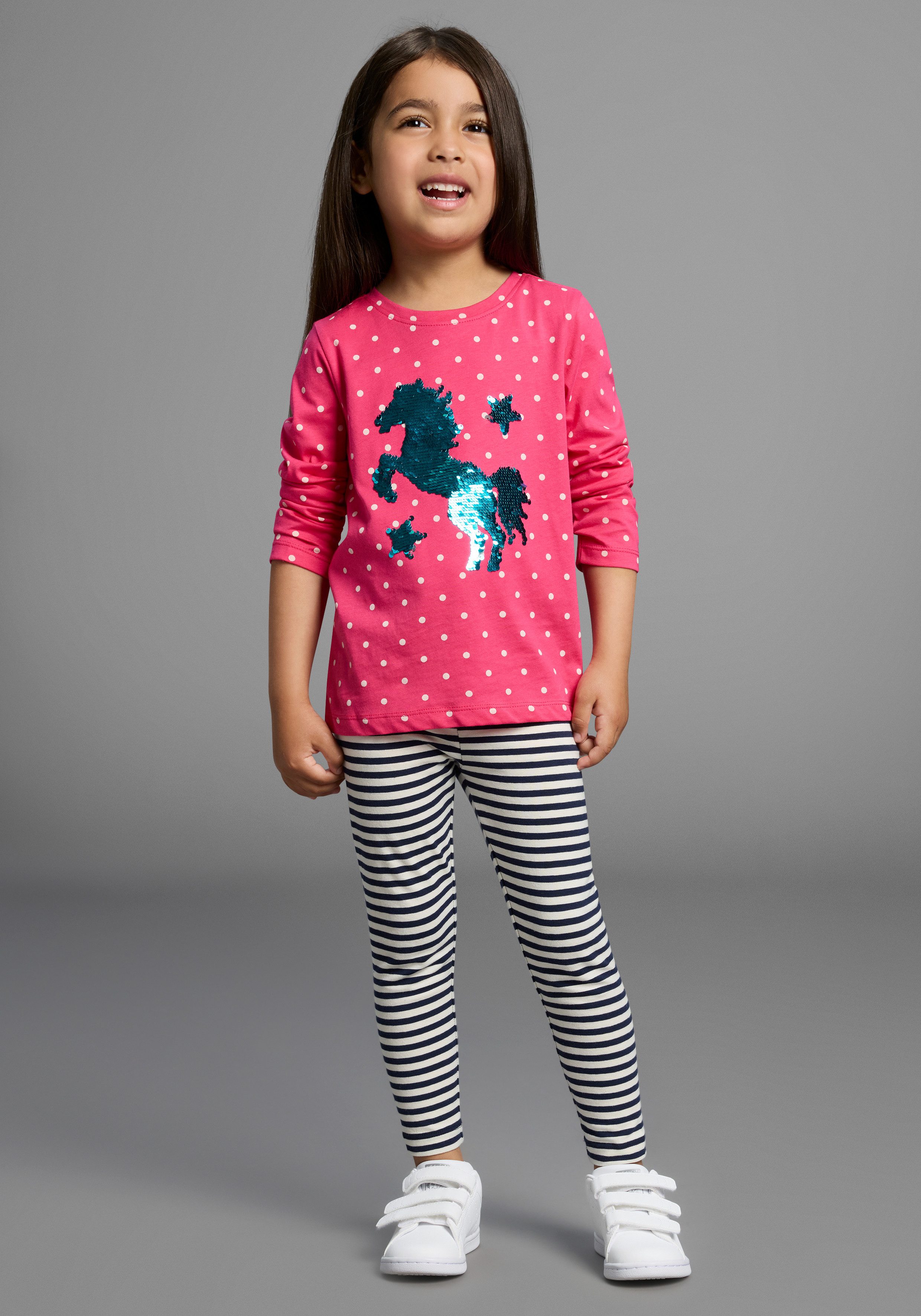 KIDSWORLD Shirt met lange mouwen Voor kleine meisjes Lange mouwen, basic pasvorm, bedrukt, ronde hals