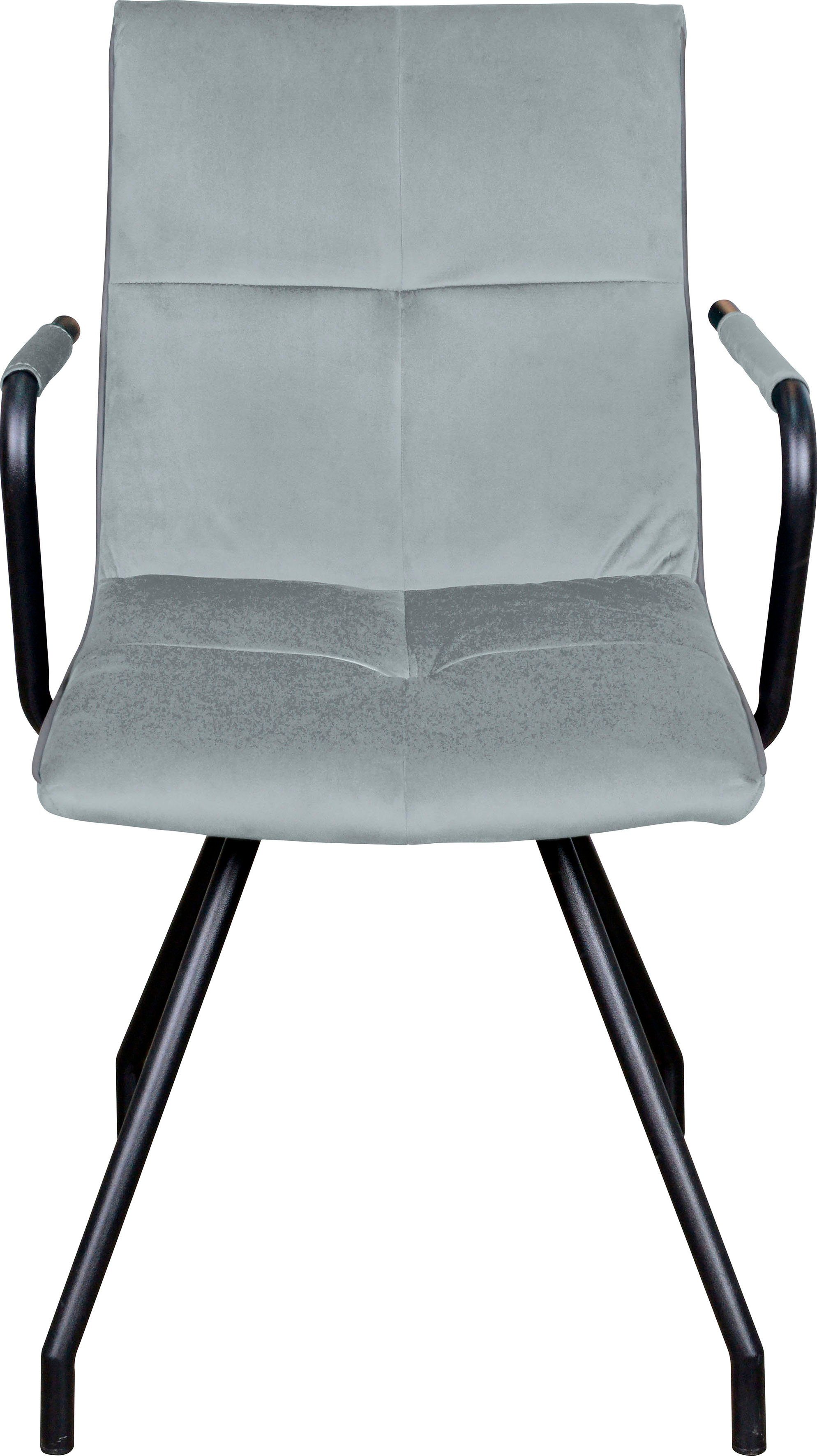 Kayoom Stoel Eaden 225 2-pack, fluweelachtige stofbekleding, paspel van kunstleer stijlvol, onderhoudsvriendelijk, eigentijdse kleurstelling, fluweelachtige stofbekleding (set, 2 stuks)