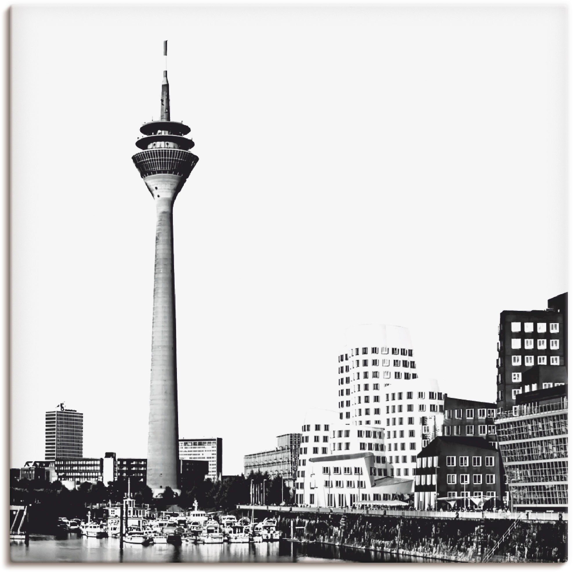 Artland Artprint Düsseldorf collage skyline 15 in vele afmetingen & productsoorten -artprint op linnen, poster, muursticker / wandfolie ook geschikt voor de badkamer (1 stuk)