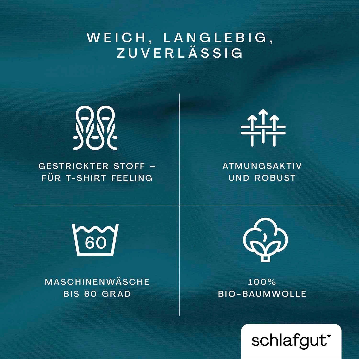 Schlafgut Hoeslaken CASUAL o.a. in maat 90x200, 140x200 of 180x200 cm, 100% biologisch katoen Dekbedovertrek voor matrassen tot 25 cm hoogte, betrouwbaar, duurzaam, zacht (1 stuk)