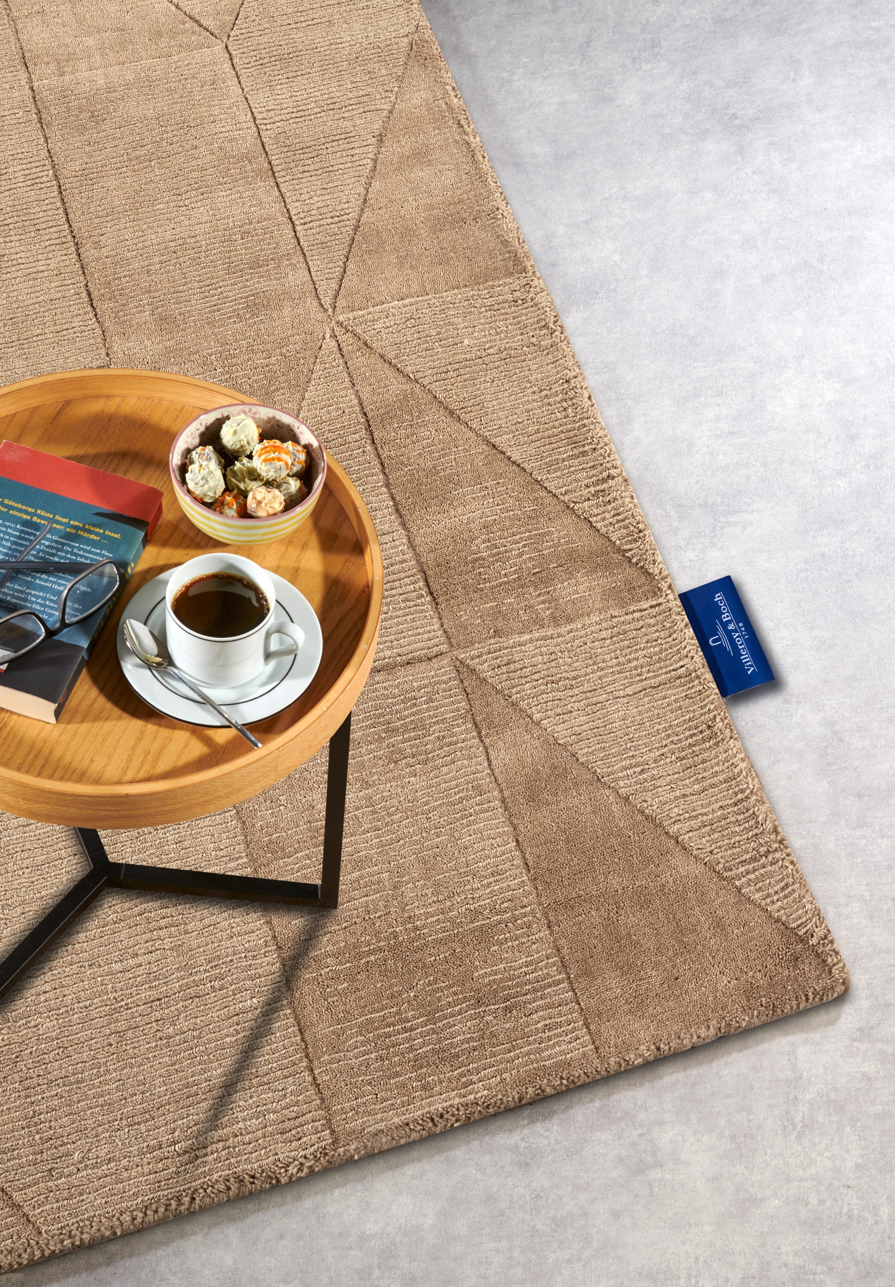 Villeroy & Boch Wollen kleed Ursule Loper, handgeweven, wol, natuur, woonkamer, geometrie, boho
