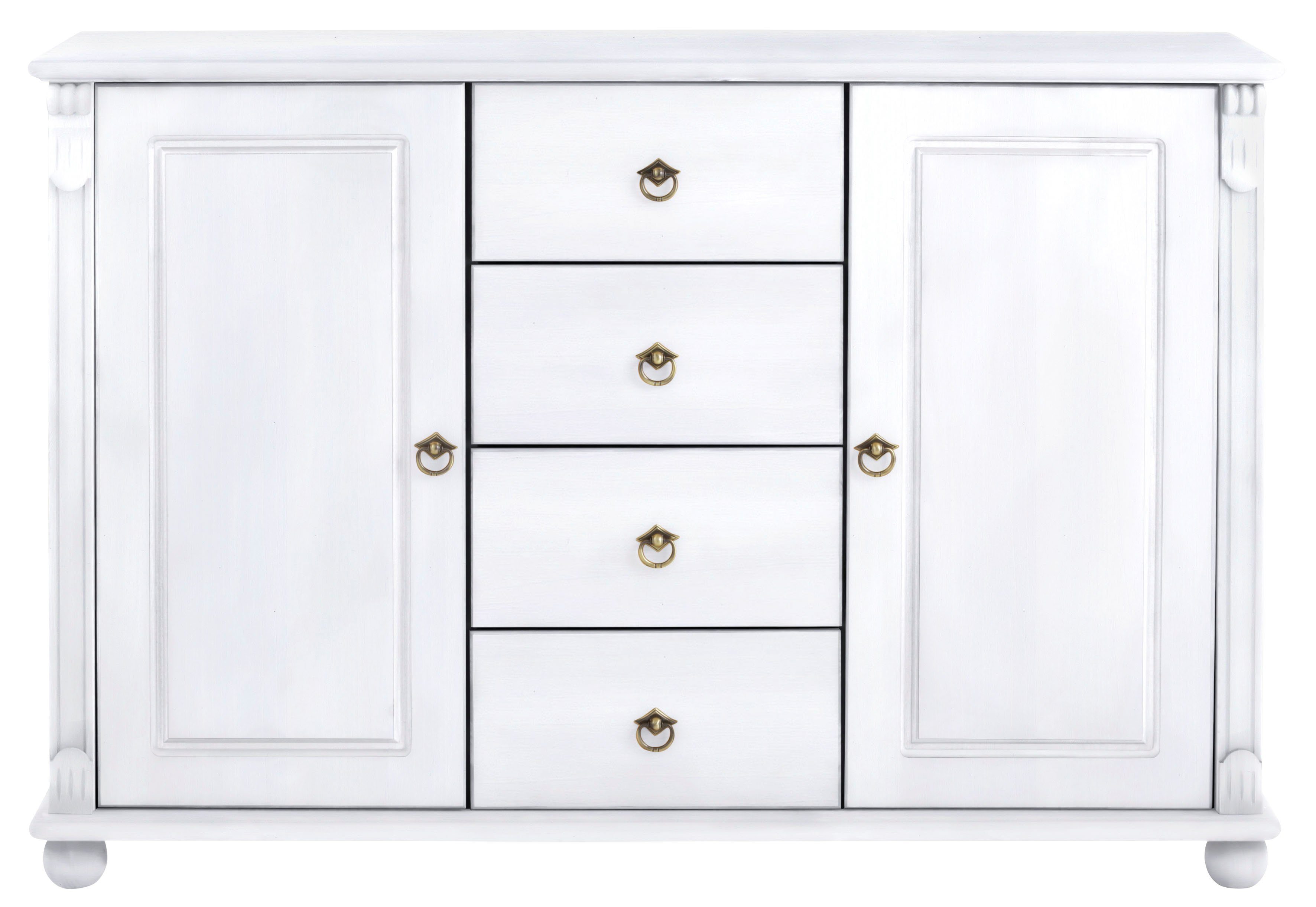 Home affaire Kast met laden en deuren Tessin, buffetonderkast, klassieke landelijke stijl van massief, fsc®-gecertificeerd dennenhout, 128cm breed