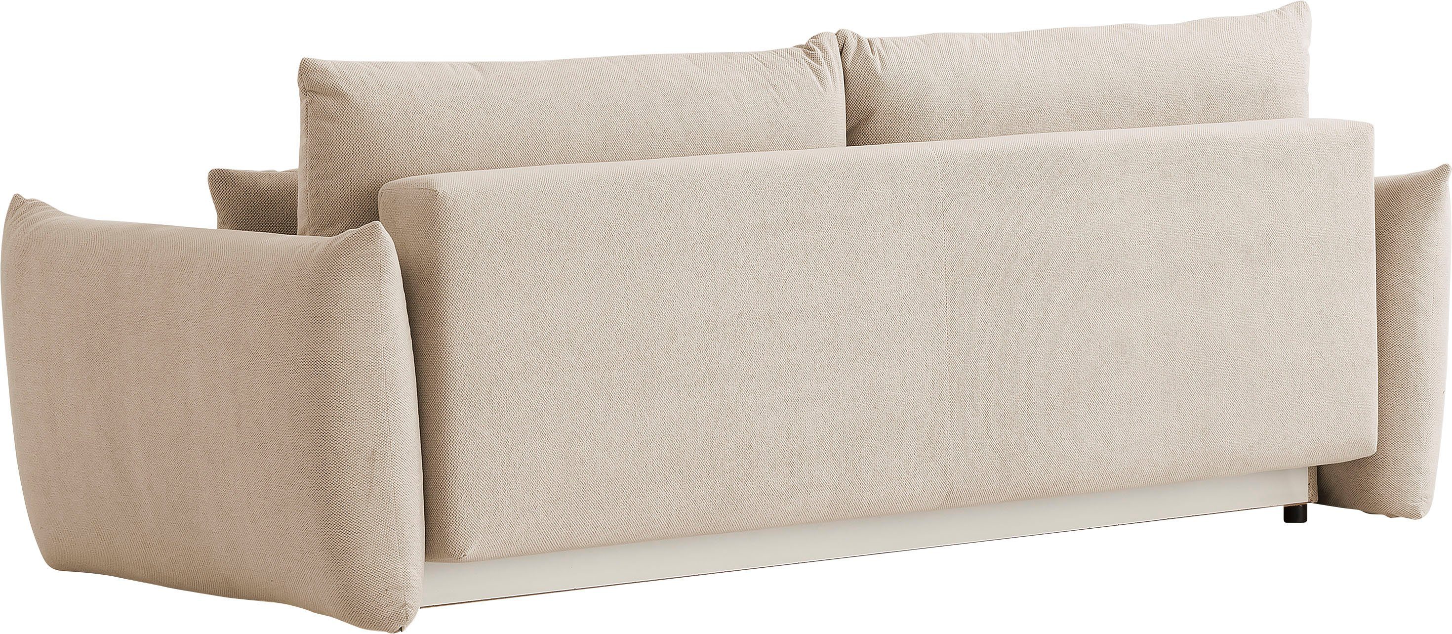 INOSIGN 3-zitsbank MAVAS slaapbank met bedlade ca. 240/108 cm (ligoppervlak 212/145 cm), ribfluweel, chenille, structuur