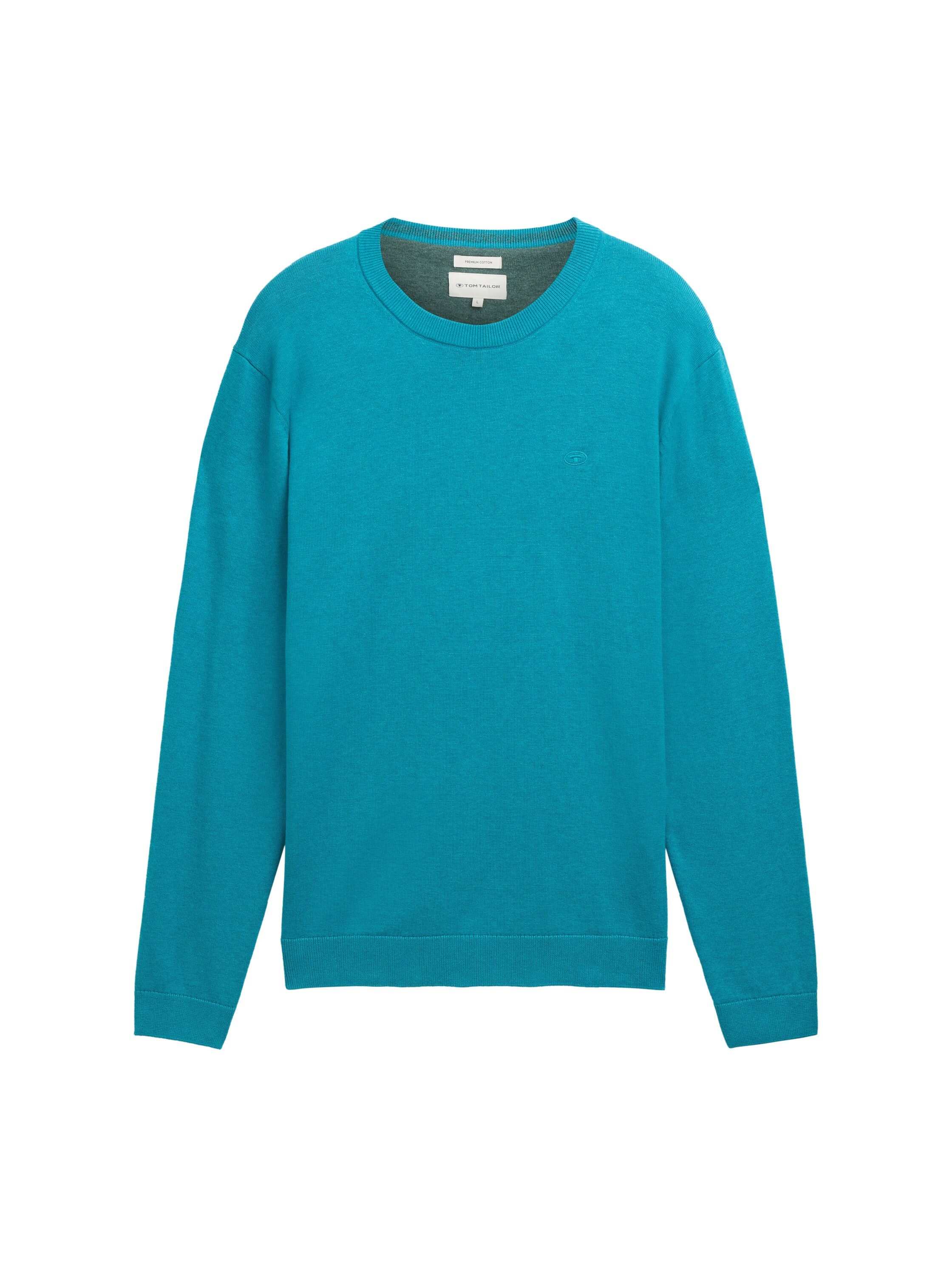 Tom Tailor Trui met ronde hals met geborduurd logo