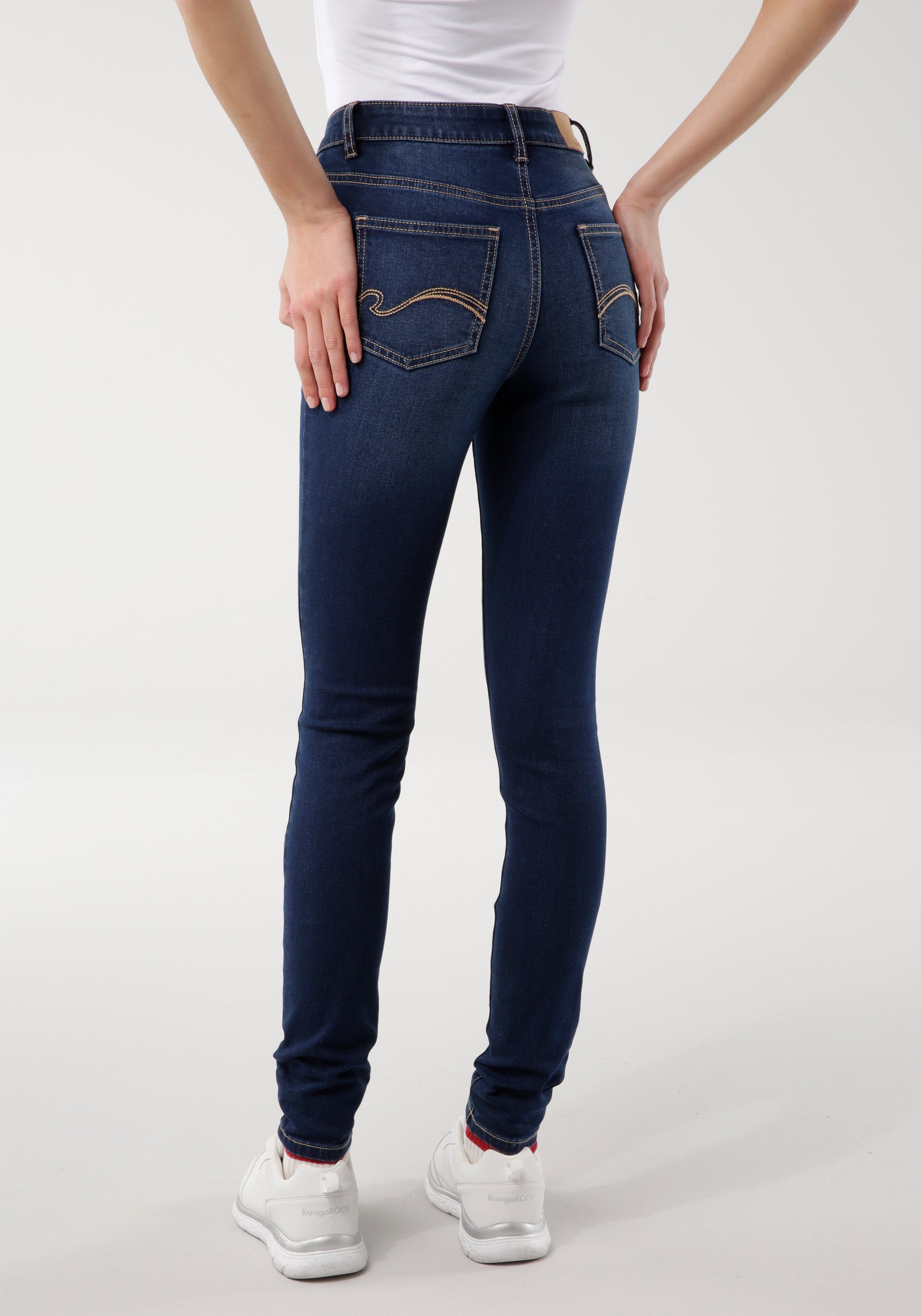 KangaROOS 5-pocket jeans SUPER SKINNY HIGH RISE enkel-lang, met used-look, hoge taille