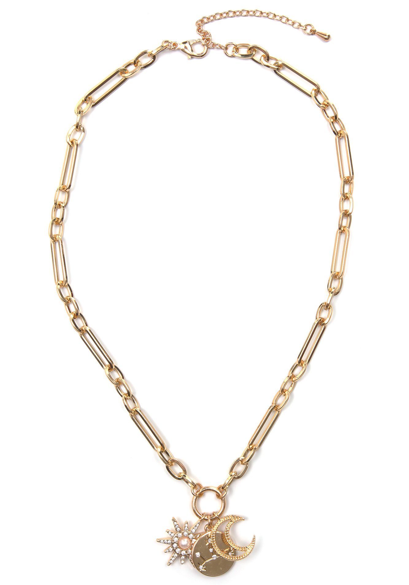 Firetti Ketting met hanger Halsketting schakelketting zon, maan, sterren dames kettingen goud(kleur)