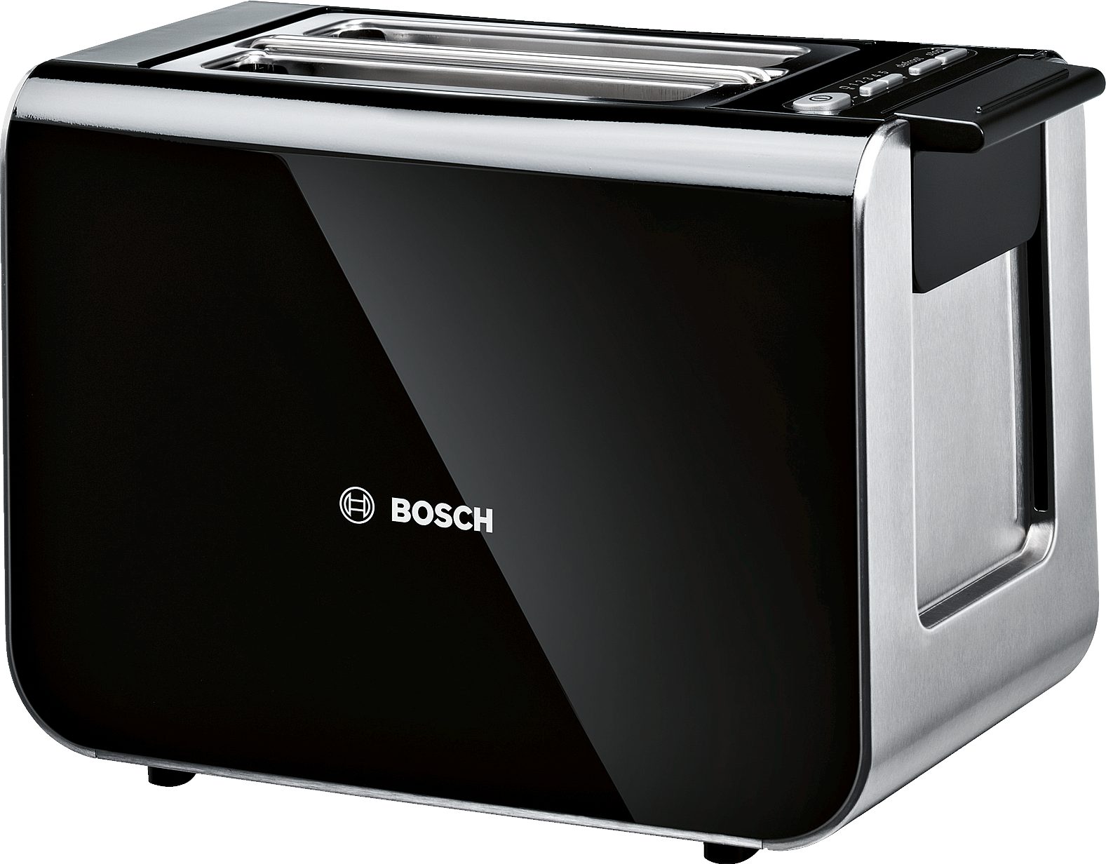 BOSCH Toaster Styline TAT8613N, geïntegreerde broodjesopzet, liftfunctie Ontdooifunctie, automatische uitschakeling, broodcentrering, roestvrij staal/zwart