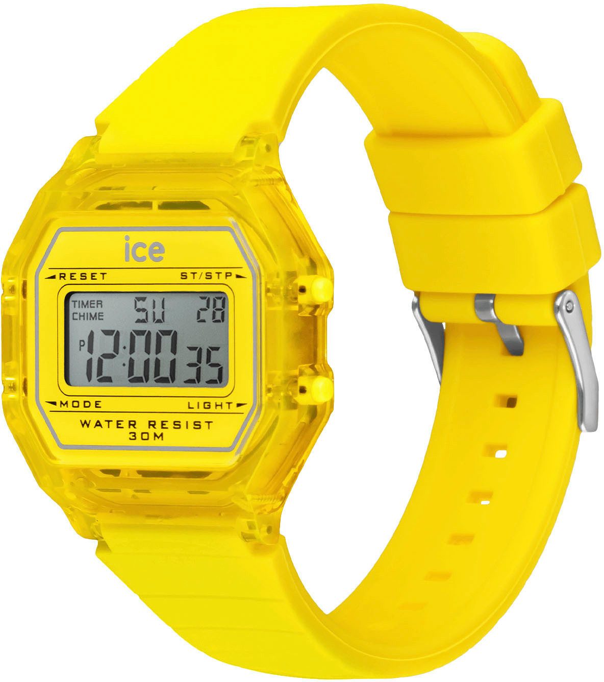 ice-watch Chronograaf ICE digit retro - Clear - Small Armbandhorloge, quartz, dameshorloge, siliconen armband, datum, digitaal