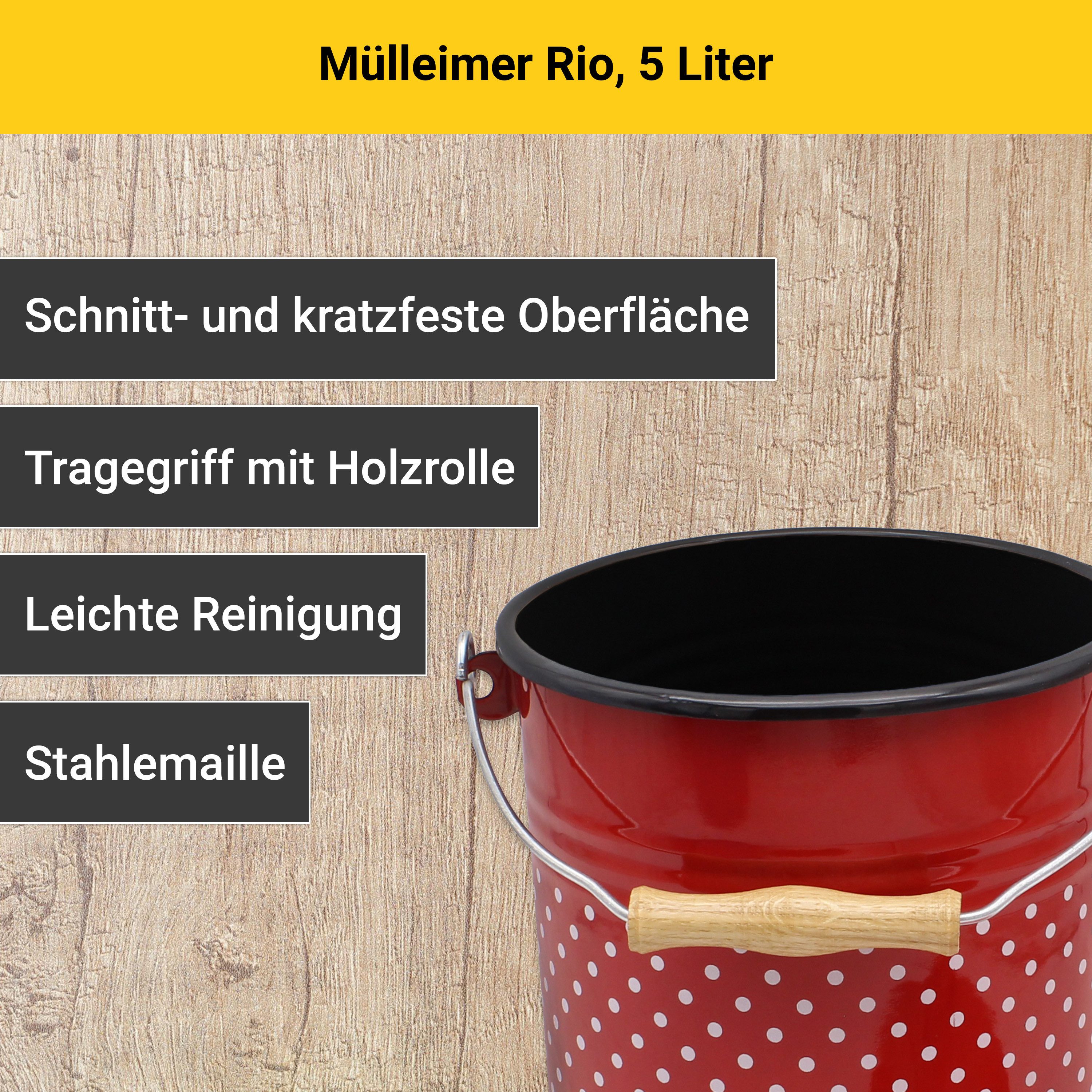 Krüger Vuilnisemmer Emaille prullenbak met deksel Serie Rio snij- / krassbestendige oppervlakte, bacteriewerend, extreem duurzaam (2-delig)