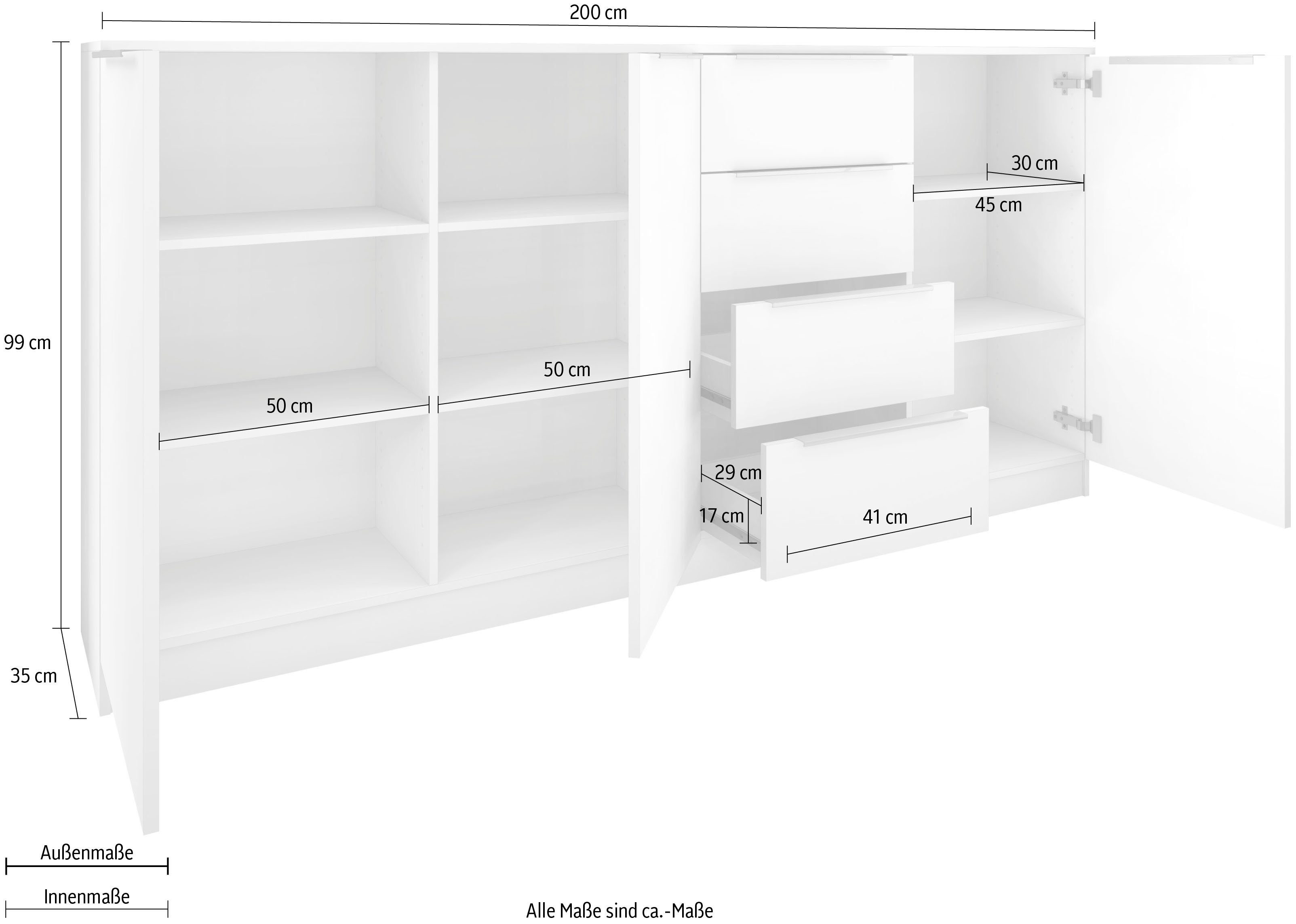 borchardt Möbel Highboard Oliva Breedte ca. 200 cm