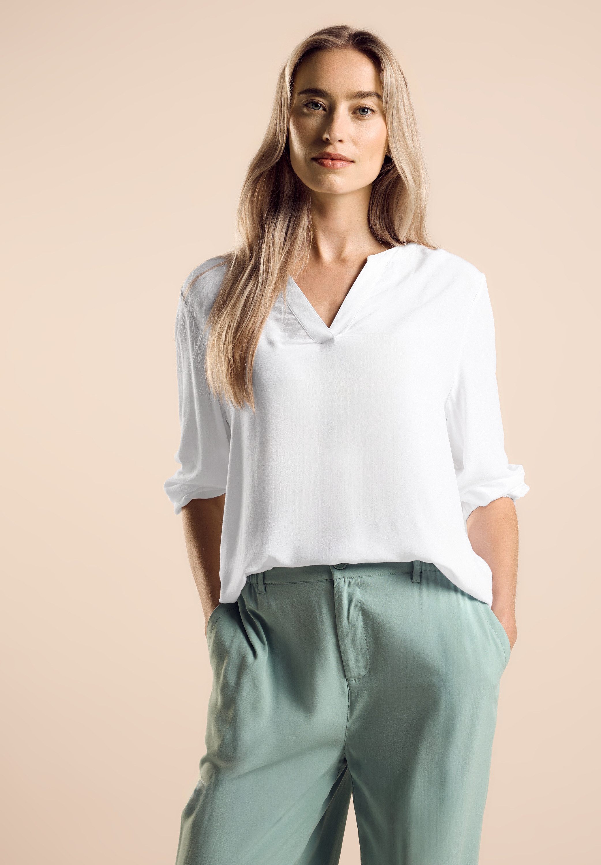 STREET ONE Tuniekshirt met materialenmix