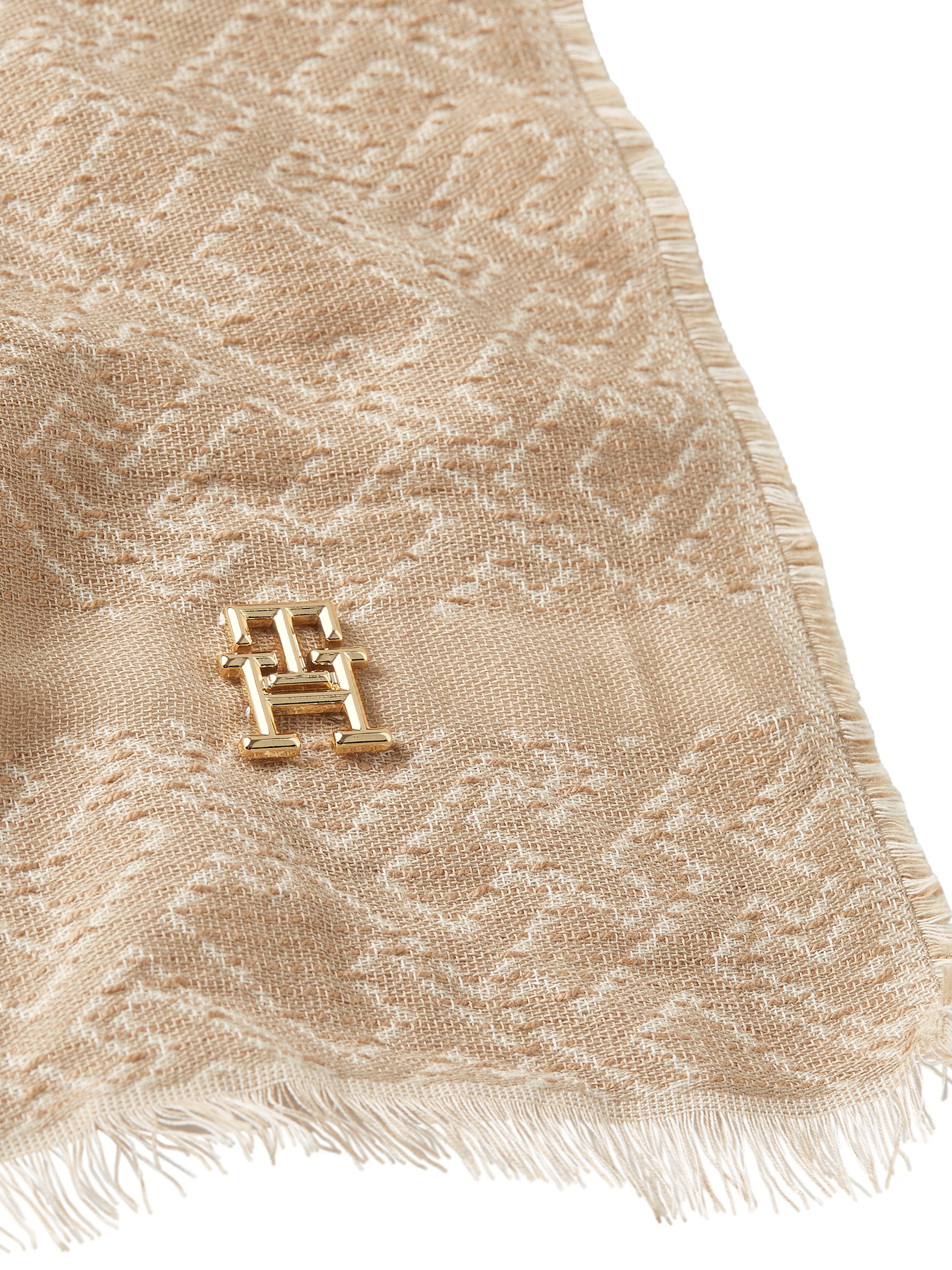 Tommy Hilfiger Sjaal TH MONOGRAM SCARF Monogramprint, merklogo-embleem van metaal