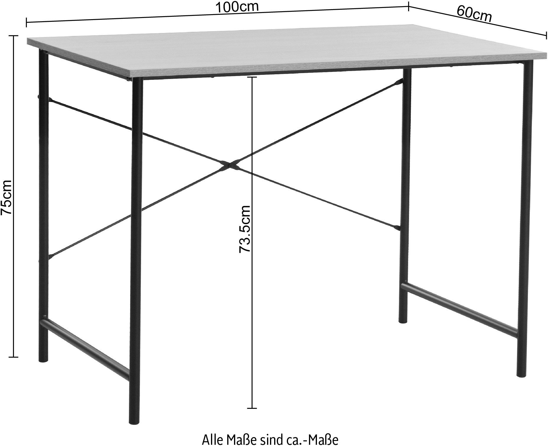 INOSIGN Bureau TALIA Computertafel, stabiel metalen frame, breedte 100 cm