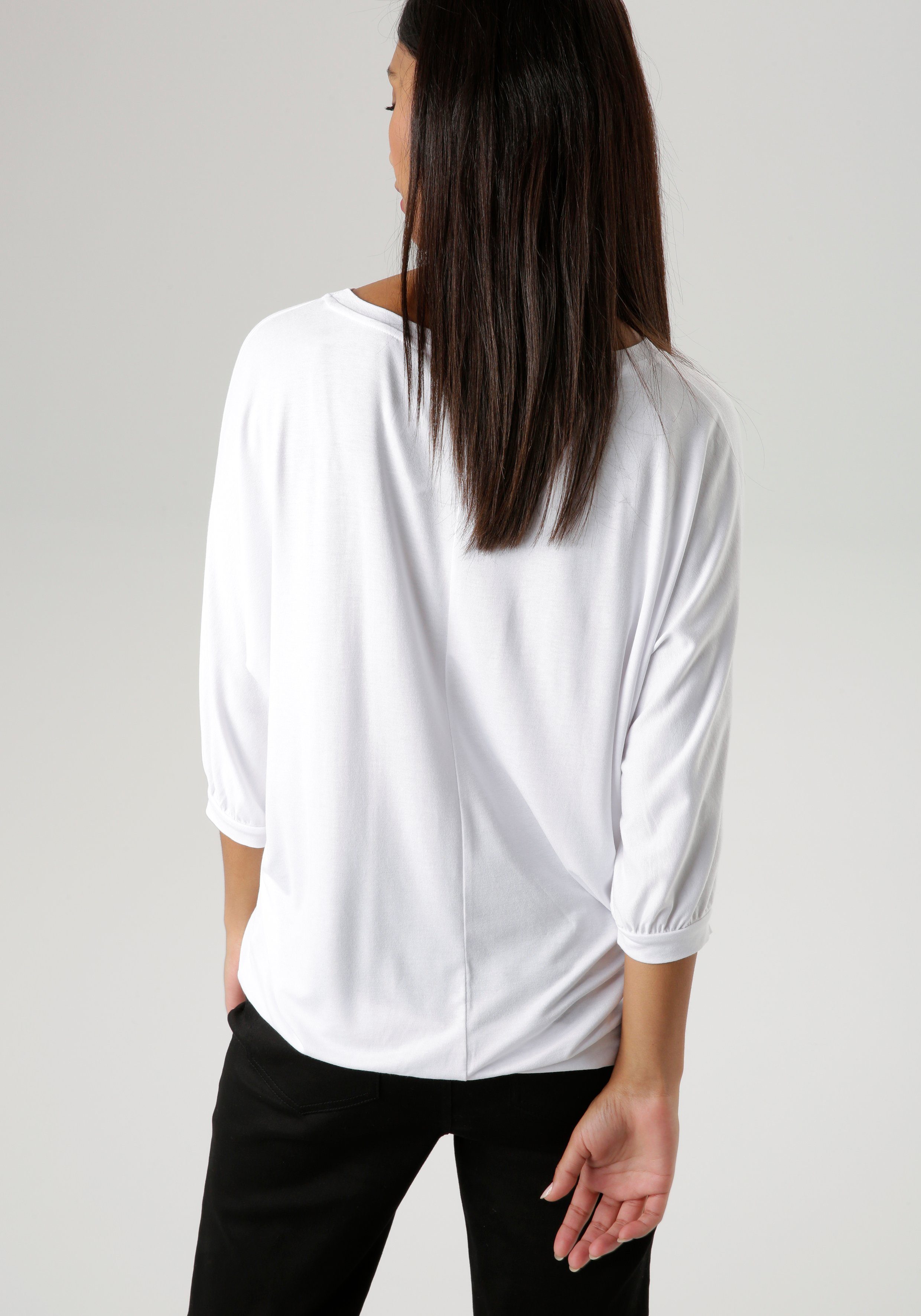 Aniston SELECTED Shirt met vleermuismouwen met abstract gezichtdruk