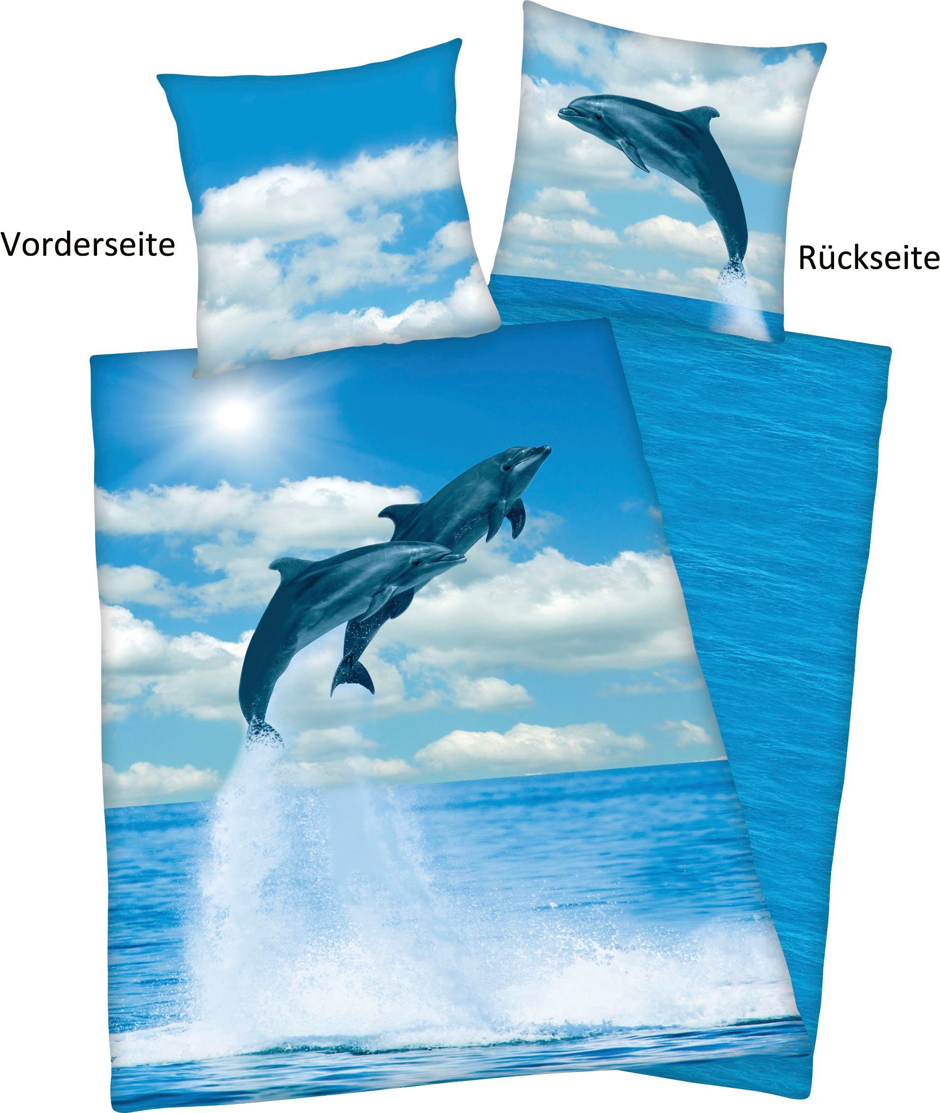 Young Collection Tweezijdig te gebruiken overtrekset Dolfijnen met een geweldig motief (2-delig)
