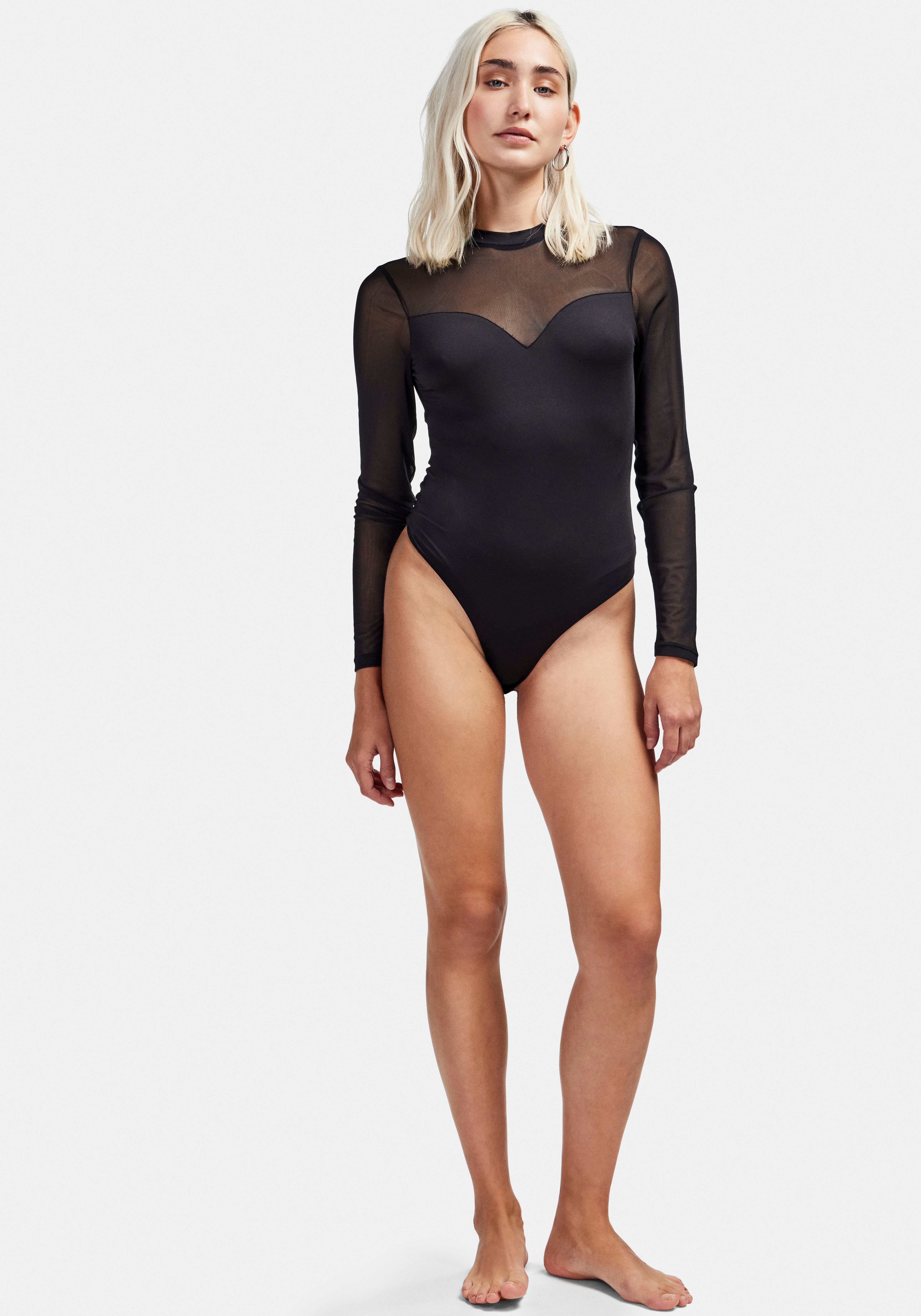 pieces Body met lange mouwen PCMILLY LS MESH BODYSTOCKING NOOS