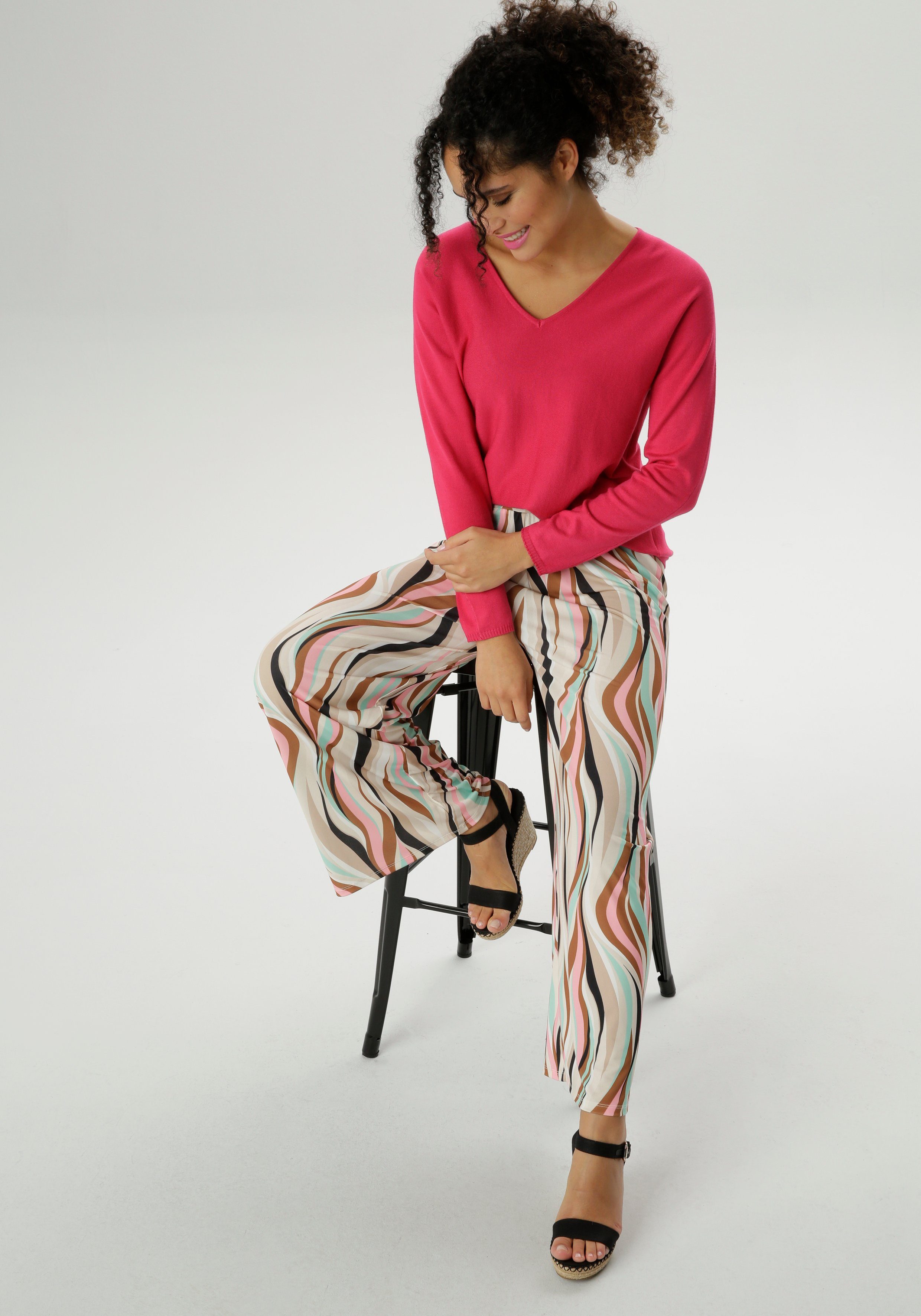 Aniston SELECTED Trui met V-hals in oversized-look