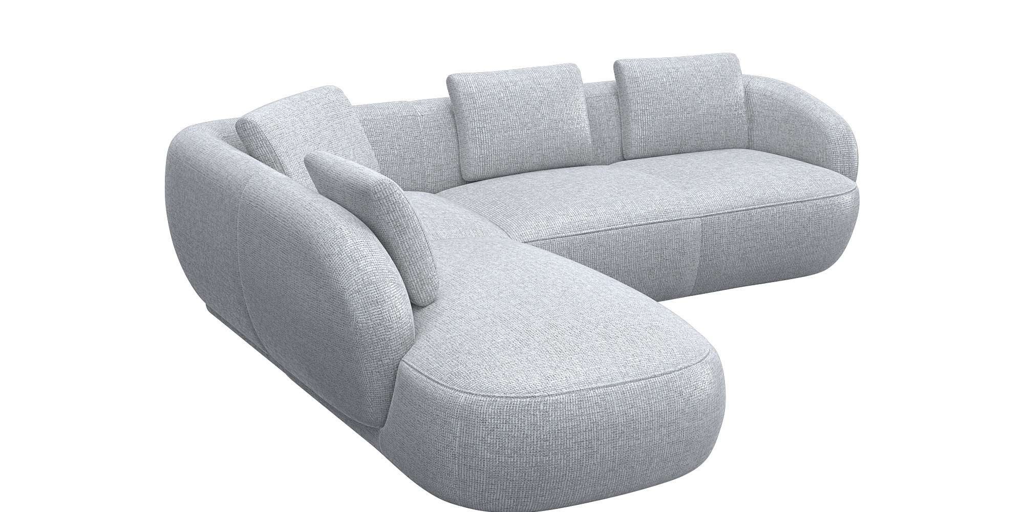 FLEXLUX Hoekbank Torino, rond, L-vorm, bankhoek met ottomane Modern, organisch bankontwerp, koudschuim, golfvering