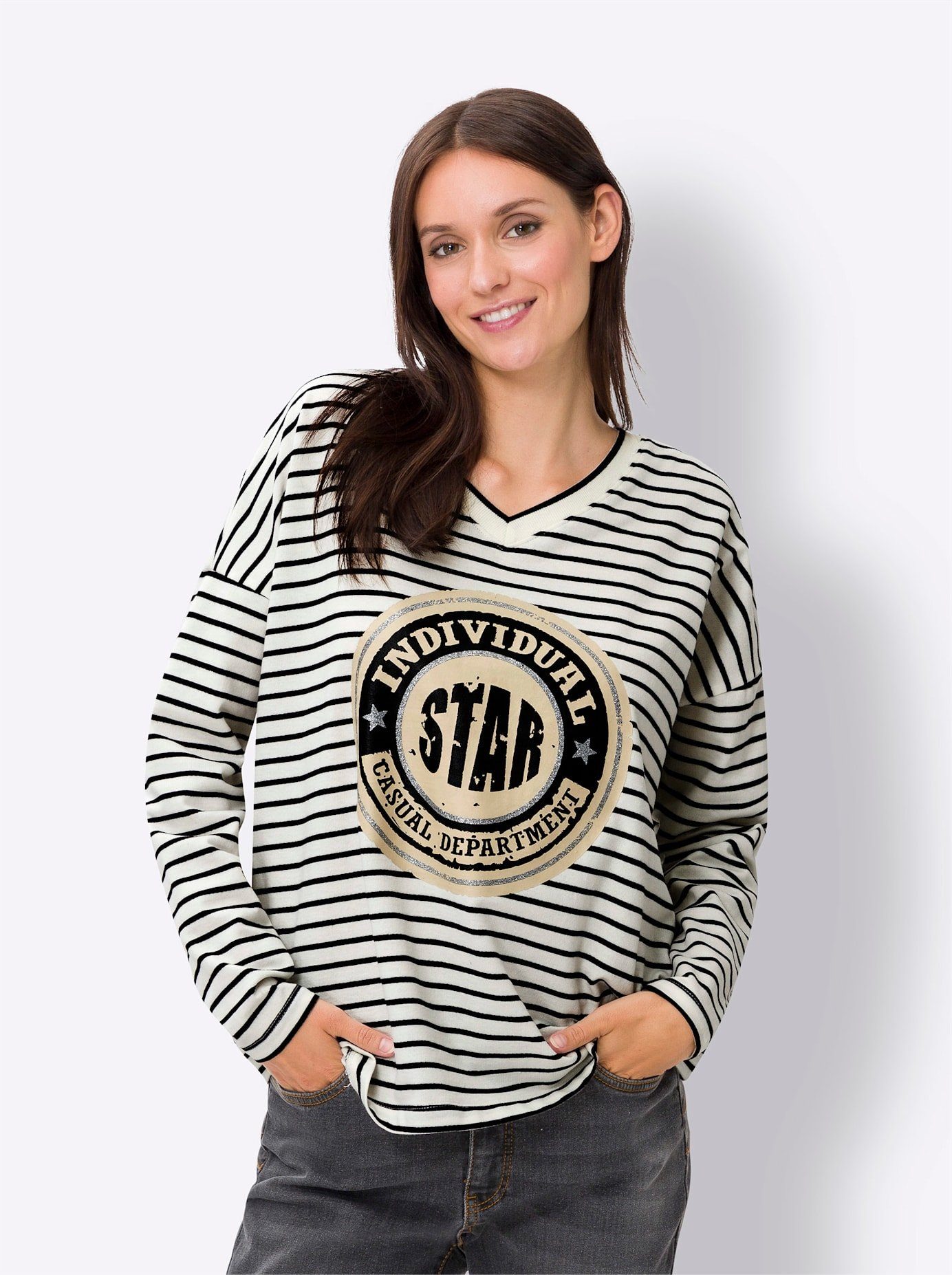 heine Shirt met lange mouwen Gestreept shirt (1-delig)