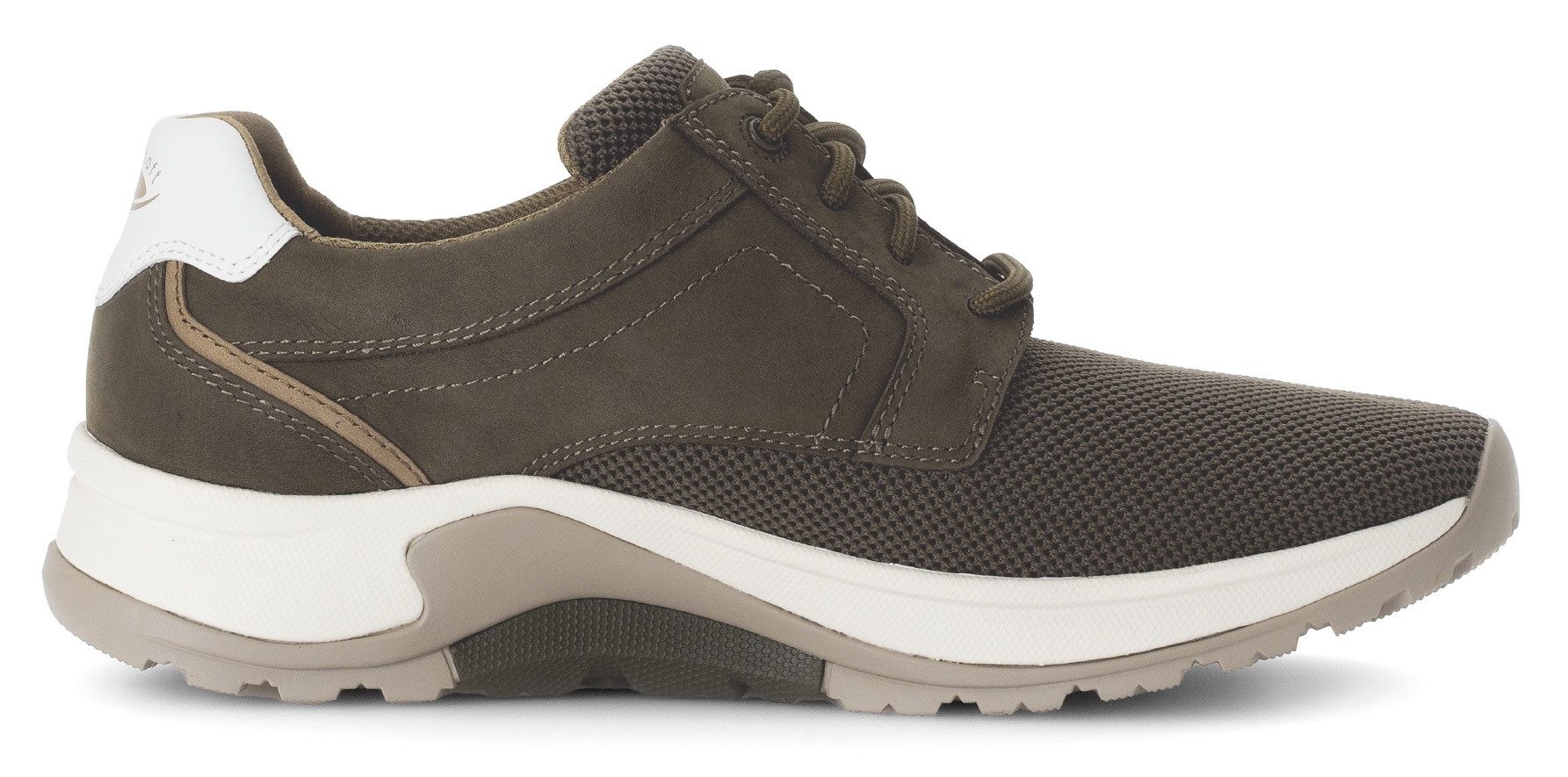 Gabor Rollingsoft Sneakers met sleehak , vrijetijdsschoen, lage schoen, veterschoen met decoratieve stiksels, g-breedte