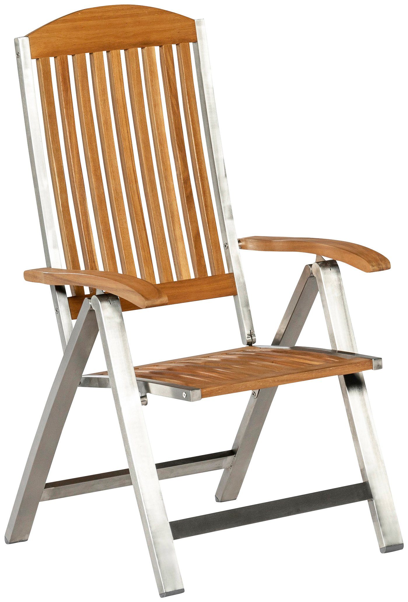 MERXX Tuinstoel Keros Roestvrij staal/acacia, verstelbaar (1 stuk) tuinstoelen beige