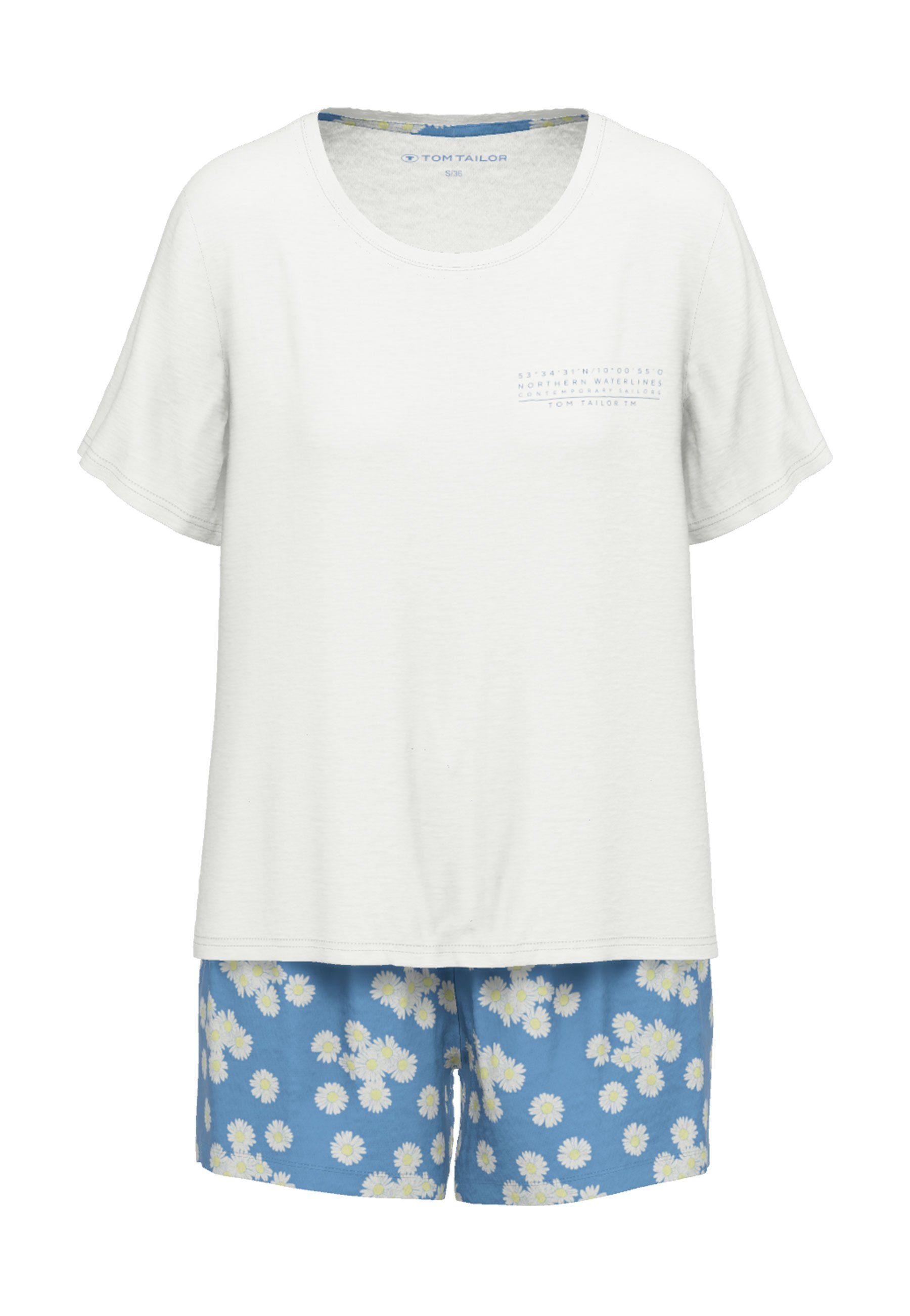 Tom Tailor Shortama Positivism met bloemig print op de broek (2-delig)