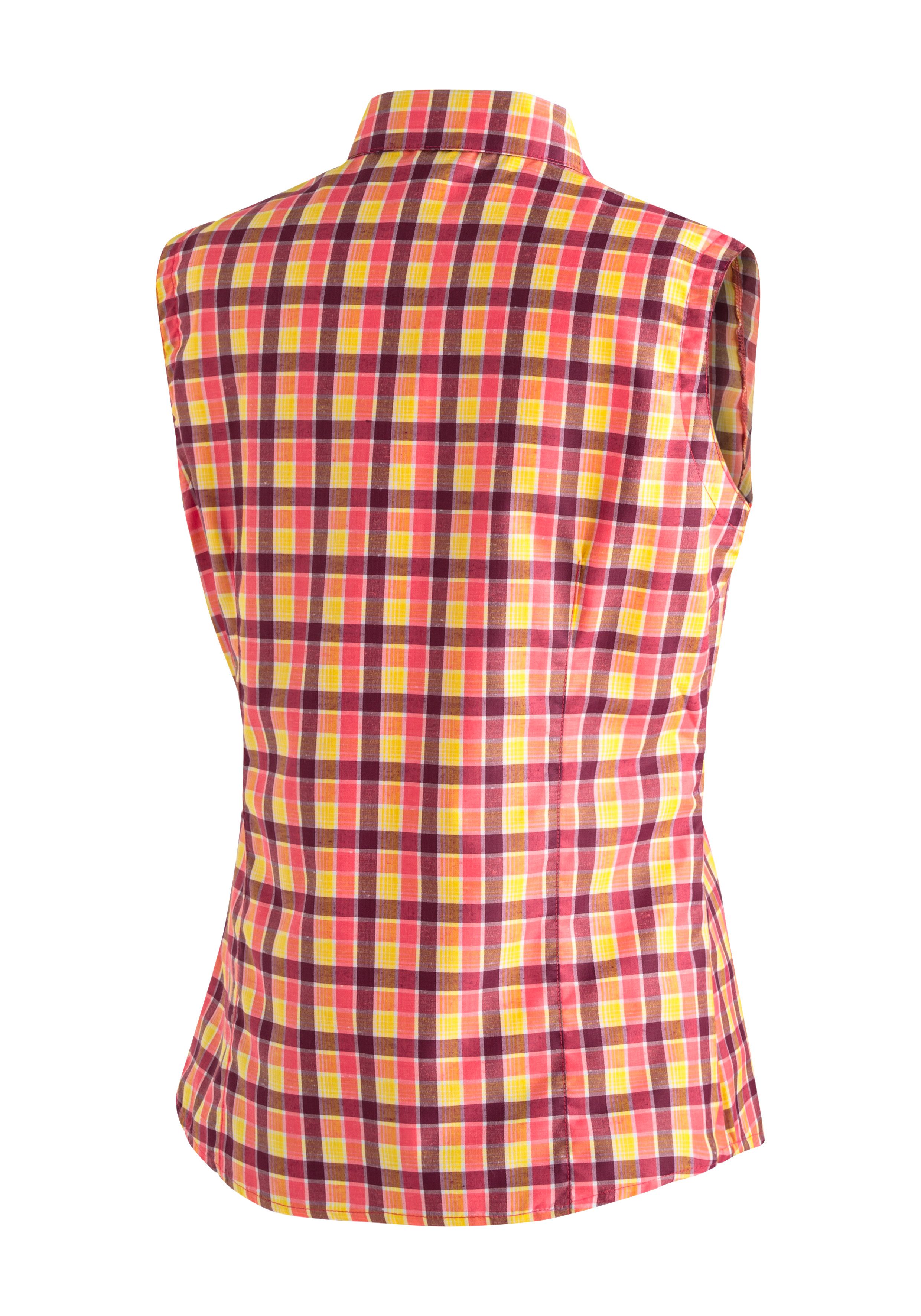 Maier Sports Functionele blouse Paloma Geruite, mouwloze blouse voor wandelen, reizen en vrije tijd