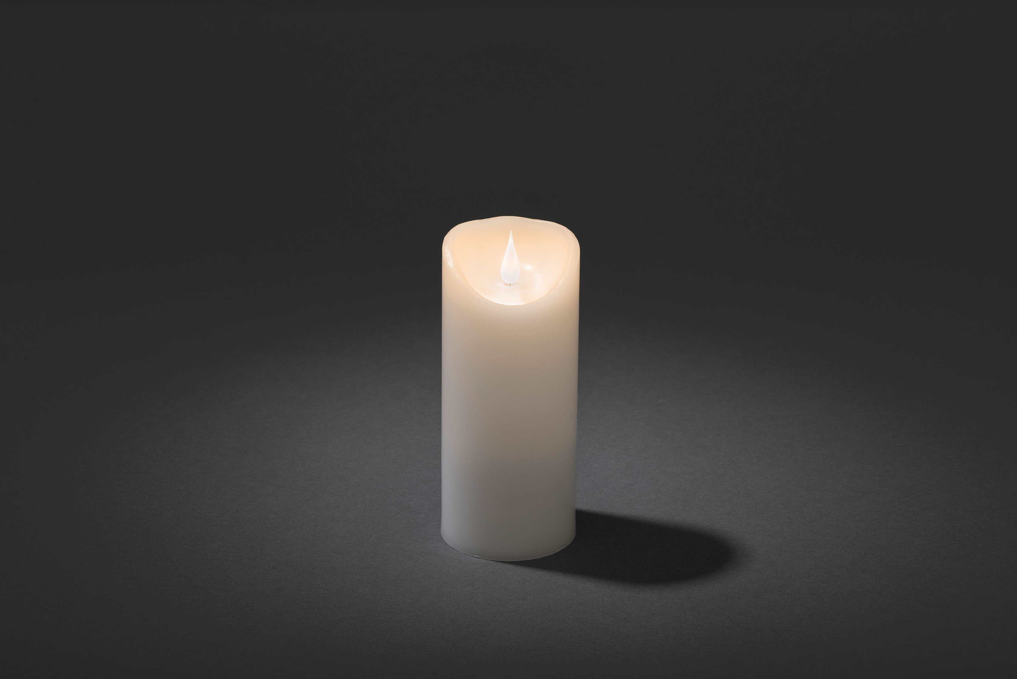 KONSTSMIDE Led-kaars Kerst versiering Led-kaars van echte was, wit, met 3D vlam, ø 7,5 cm, hoogte: 17,5 cm (1-delig)