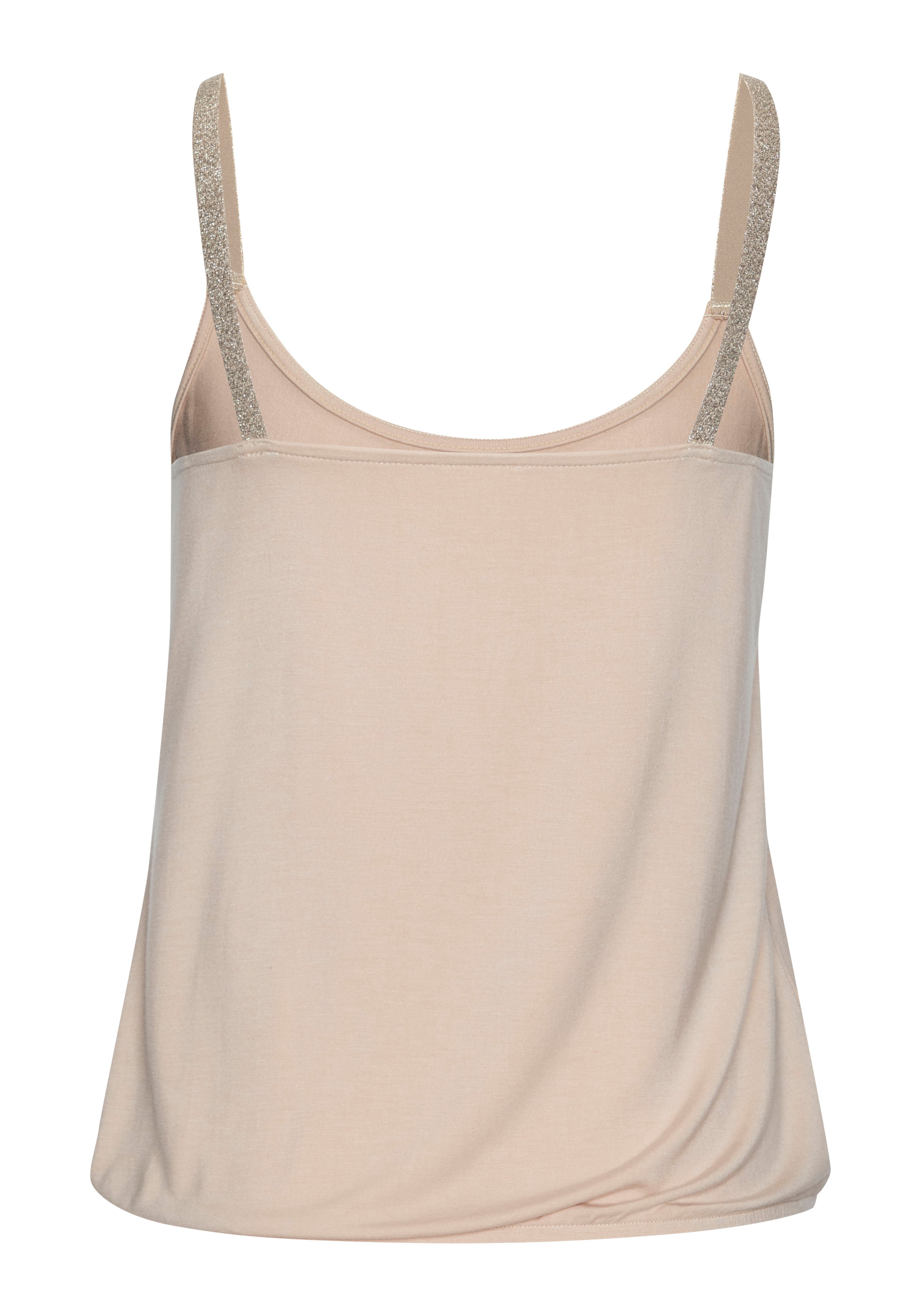 Vivance Top Met elastische glitters van zachte viscose-stretch (Set van 2)